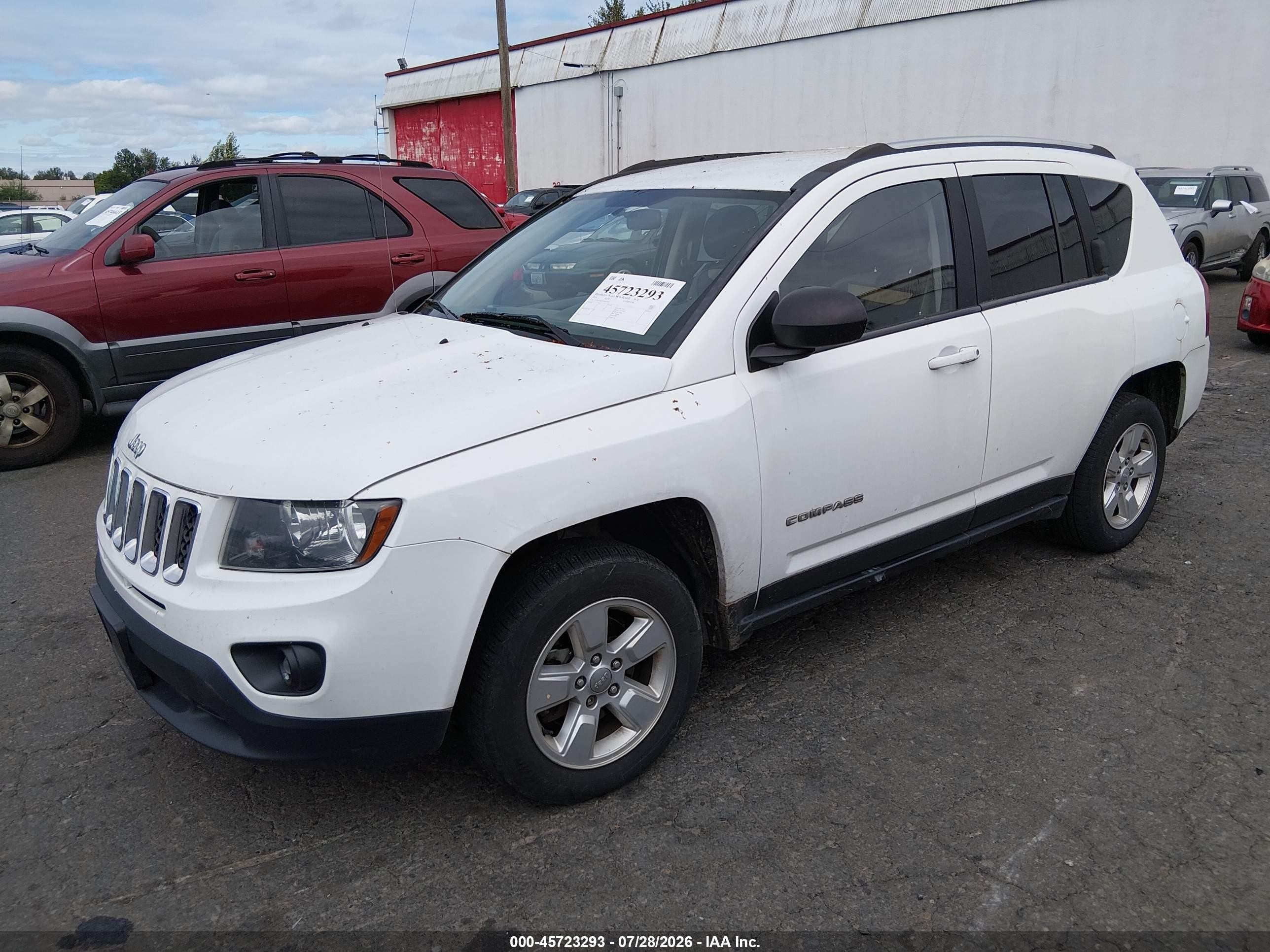 2014 Jeep Compass Sport White vin: 1C4NJCBA3ED832569