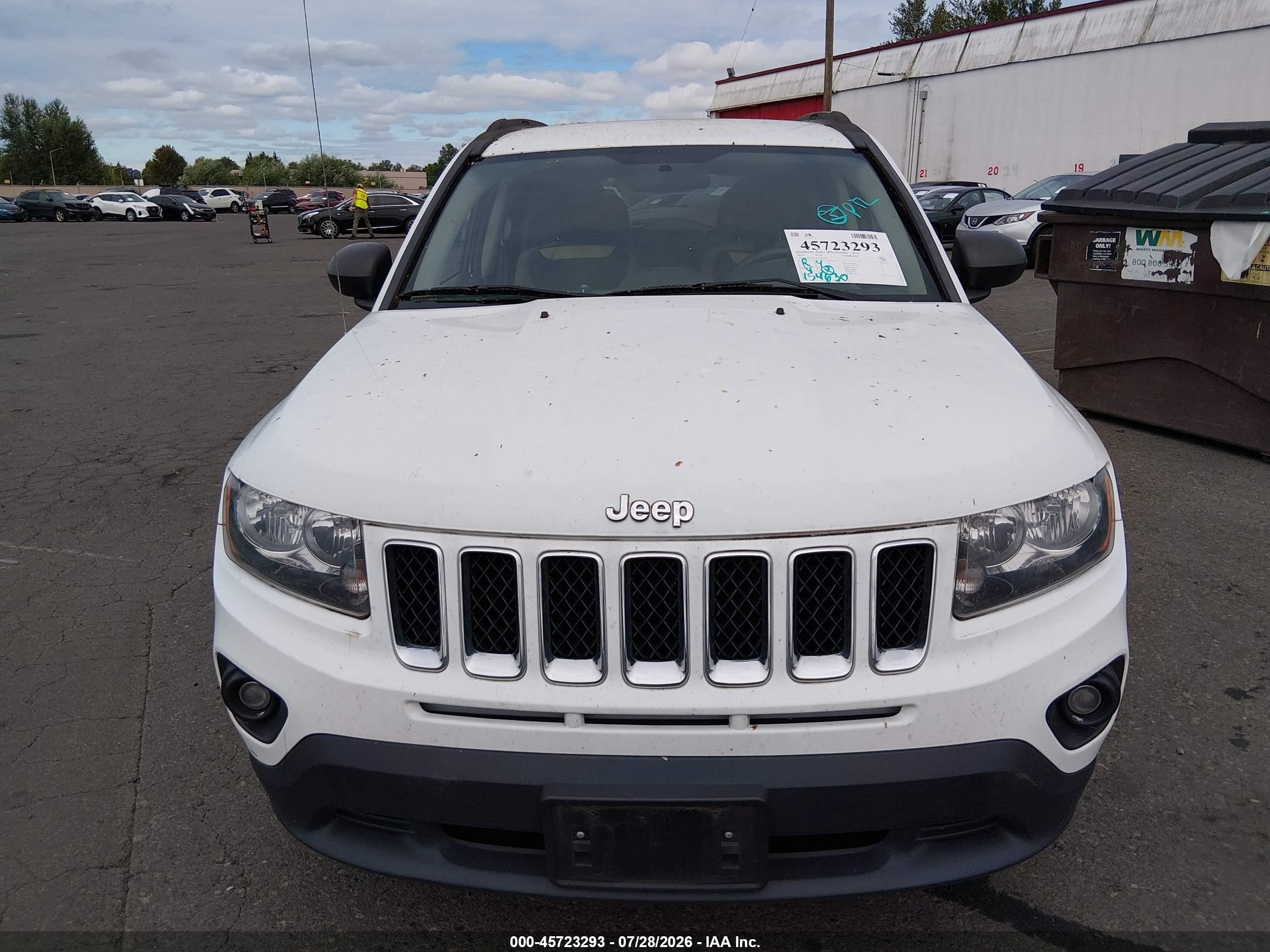 2014 Jeep Compass Sport White vin: 1C4NJCBA3ED832569