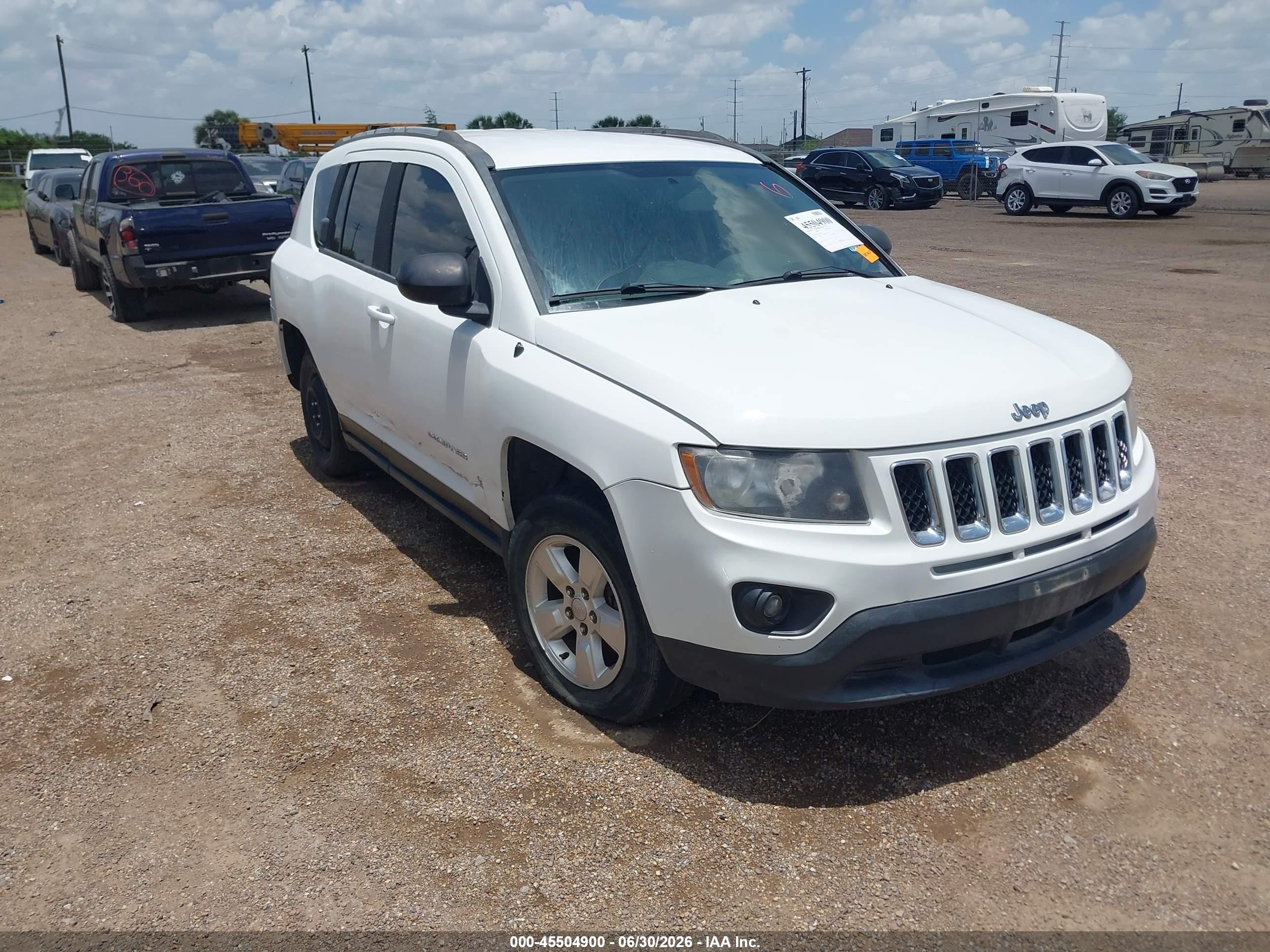2015 Jeep Compass Sport White vin: 1C4NJCBA3FD313412