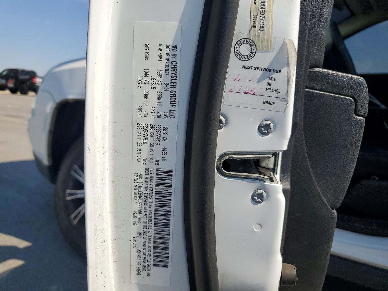 2014 Jeep Compass Sport White vin: 1C4NJCBA4ED777100