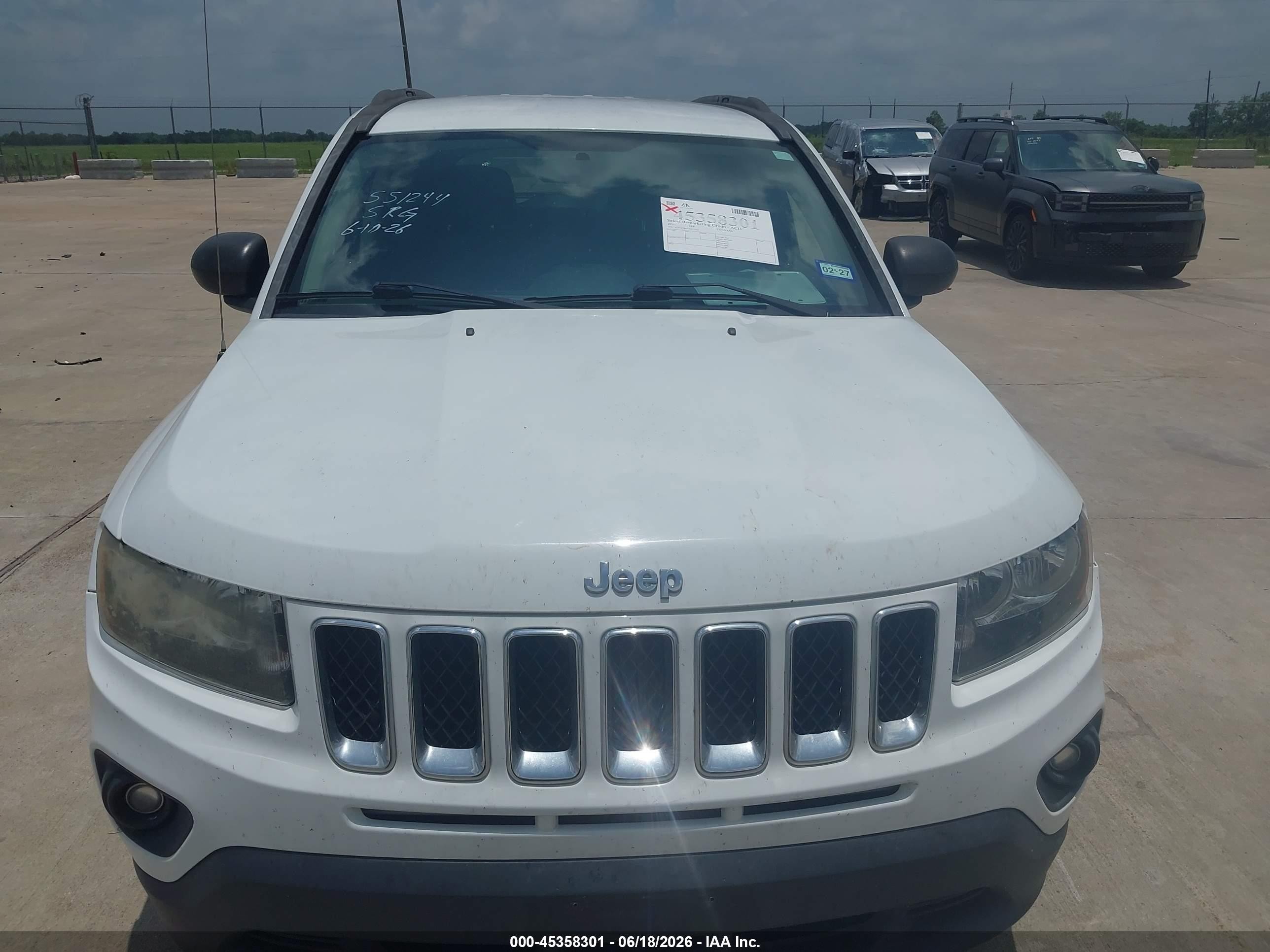 2015 Jeep Compass Sport White vin: 1C4NJCBA4FD273342