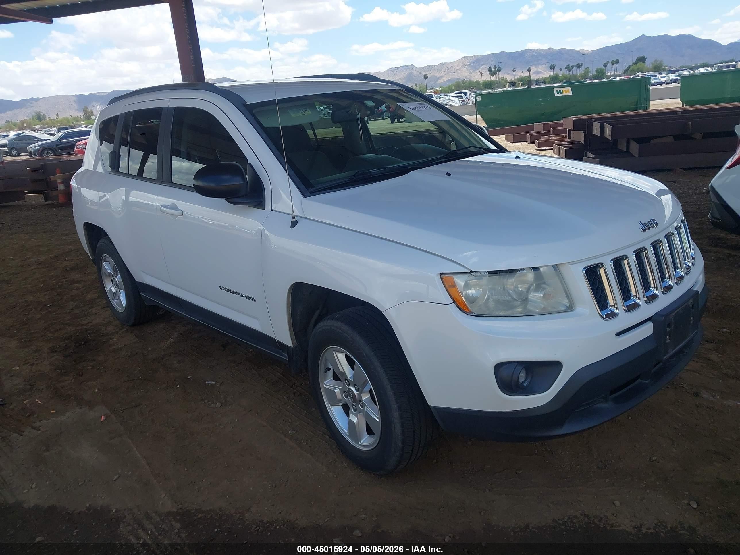 2013 Jeep Compass Sport White vin: 1C4NJCBA5DD265683
