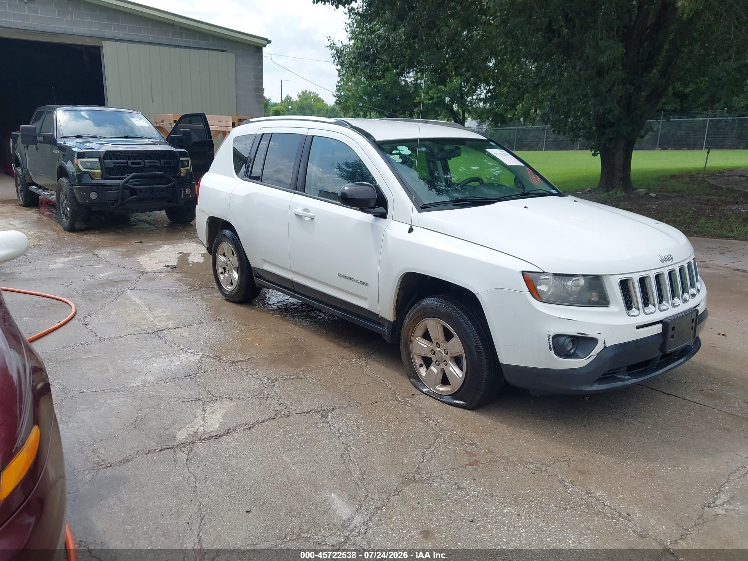 2014 Jeep Compass Sport White vin: 1C4NJCBA5ED801338