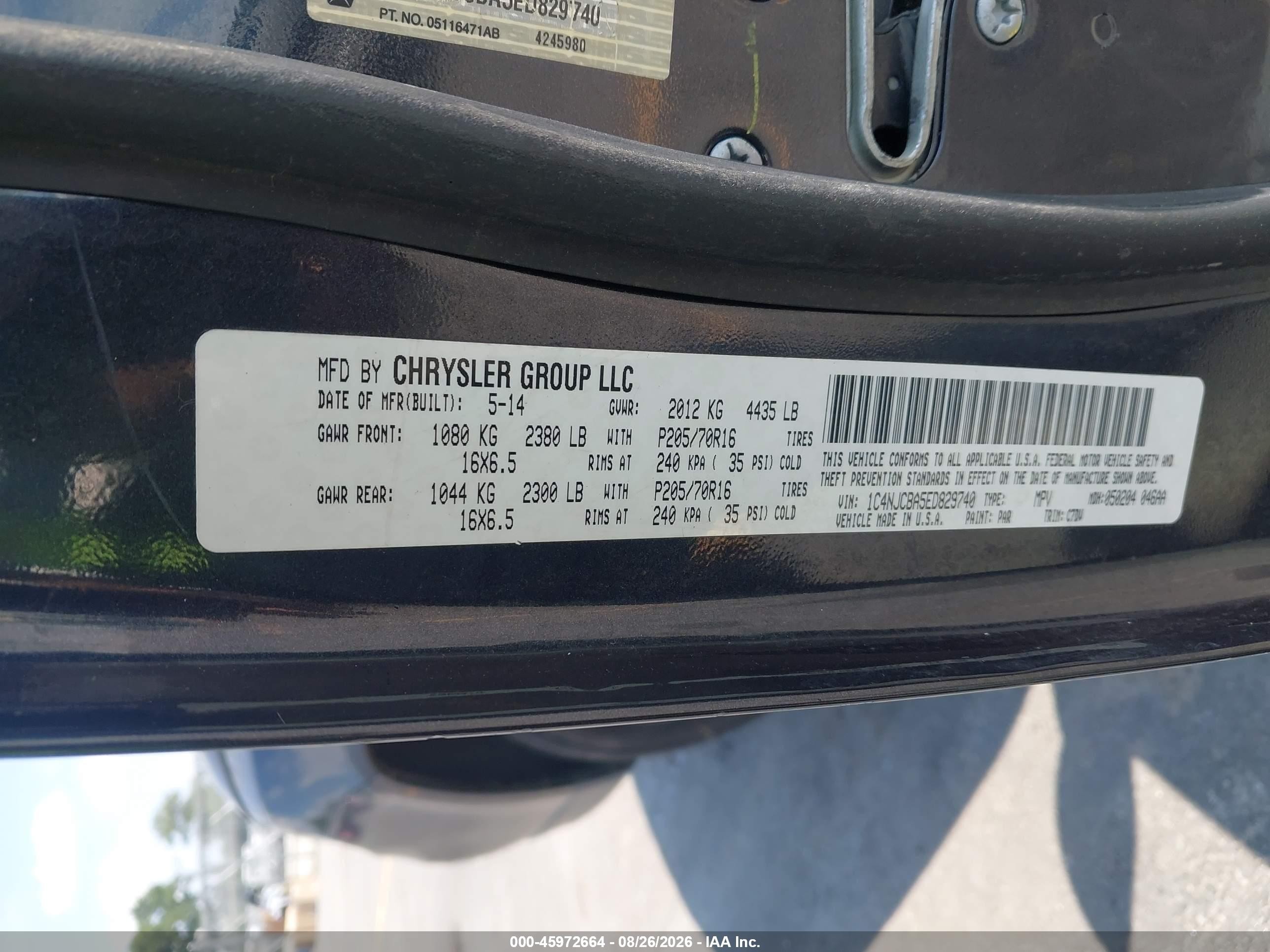 2014 Jeep Compass Sport Черный vin: 1C4NJCBA5ED829740