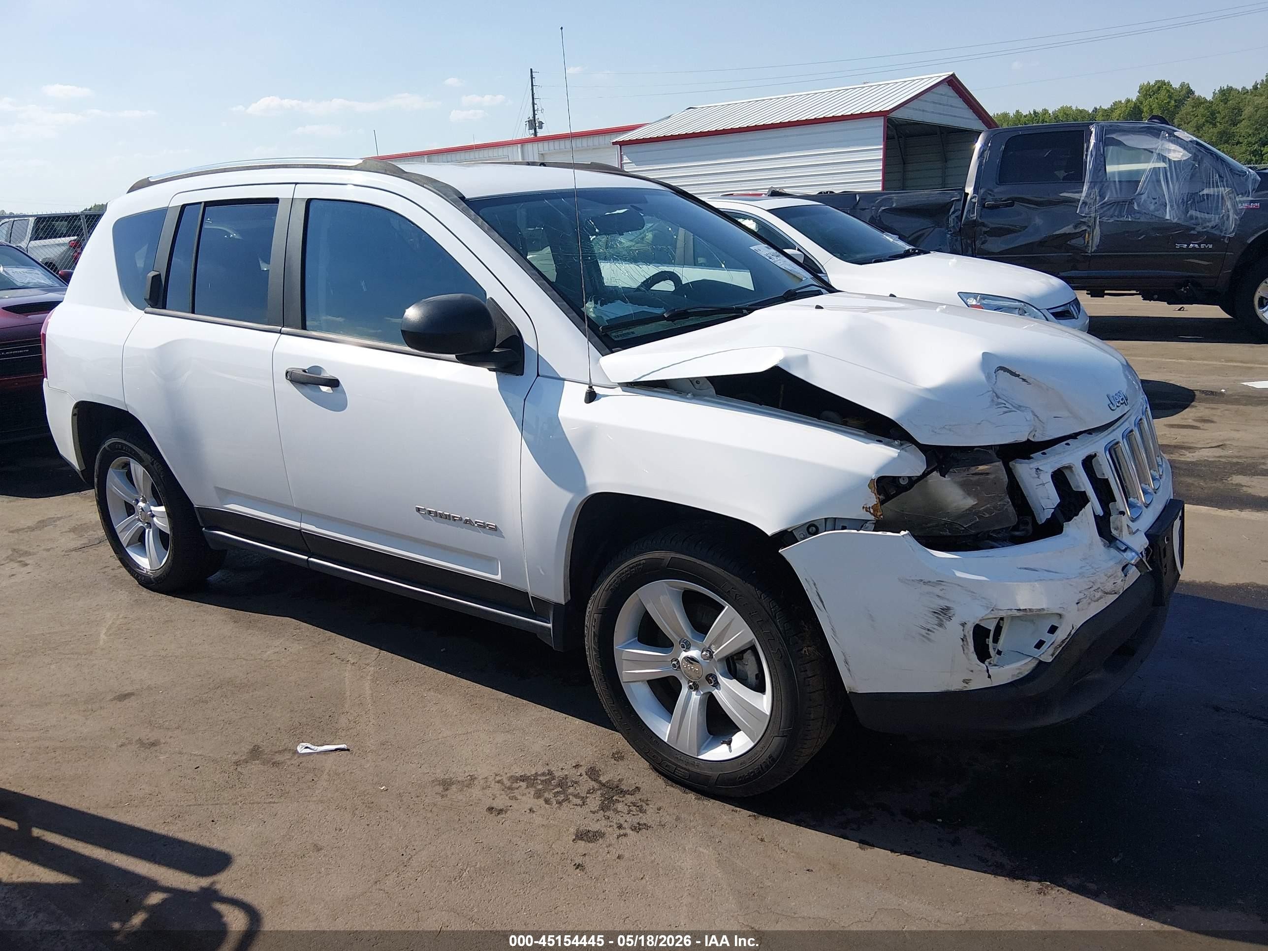 2014 Jeep Compass Sport White vin: 1C4NJCBA6ED536137