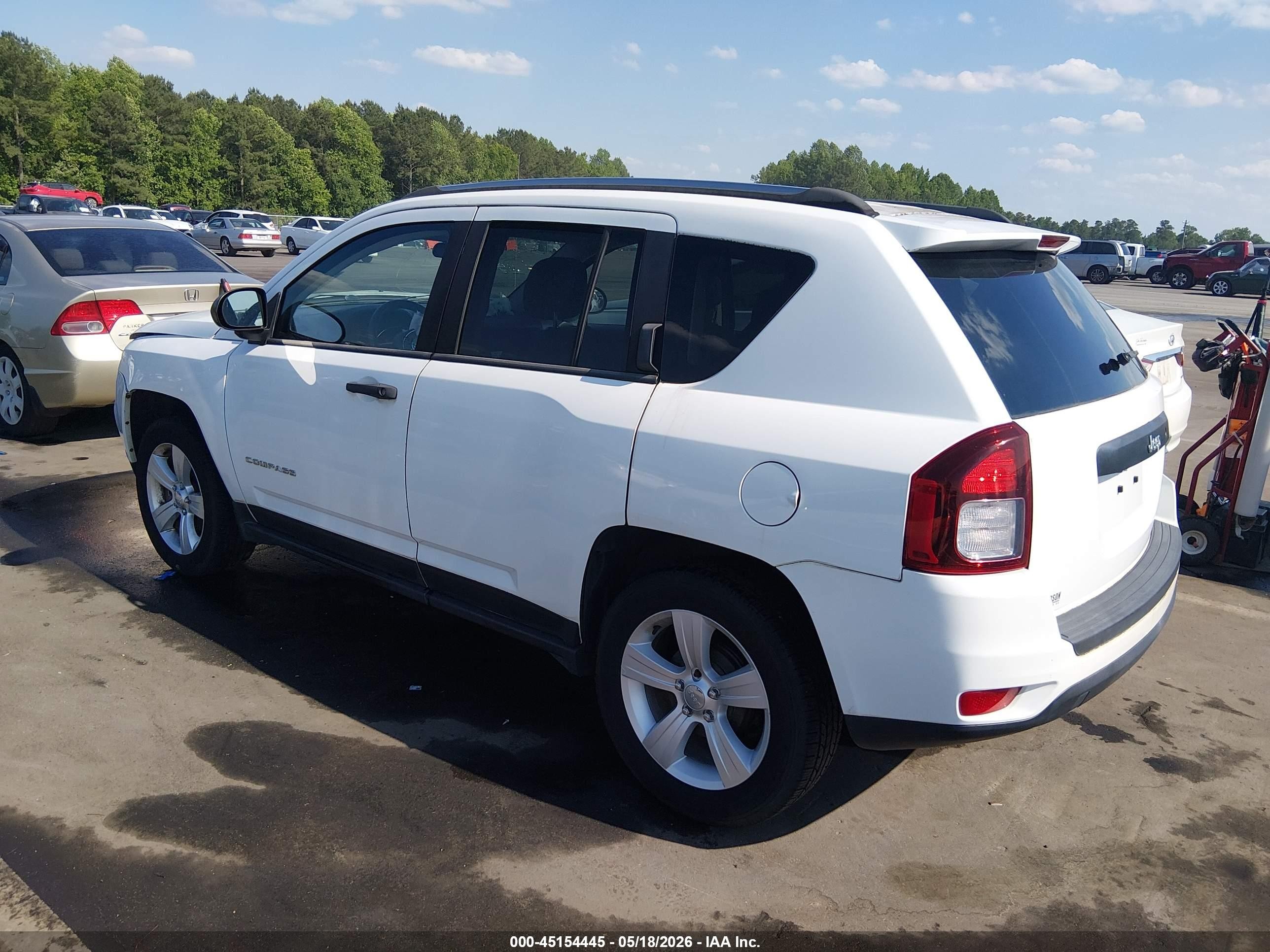 2014 Jeep Compass Sport White vin: 1C4NJCBA6ED536137
