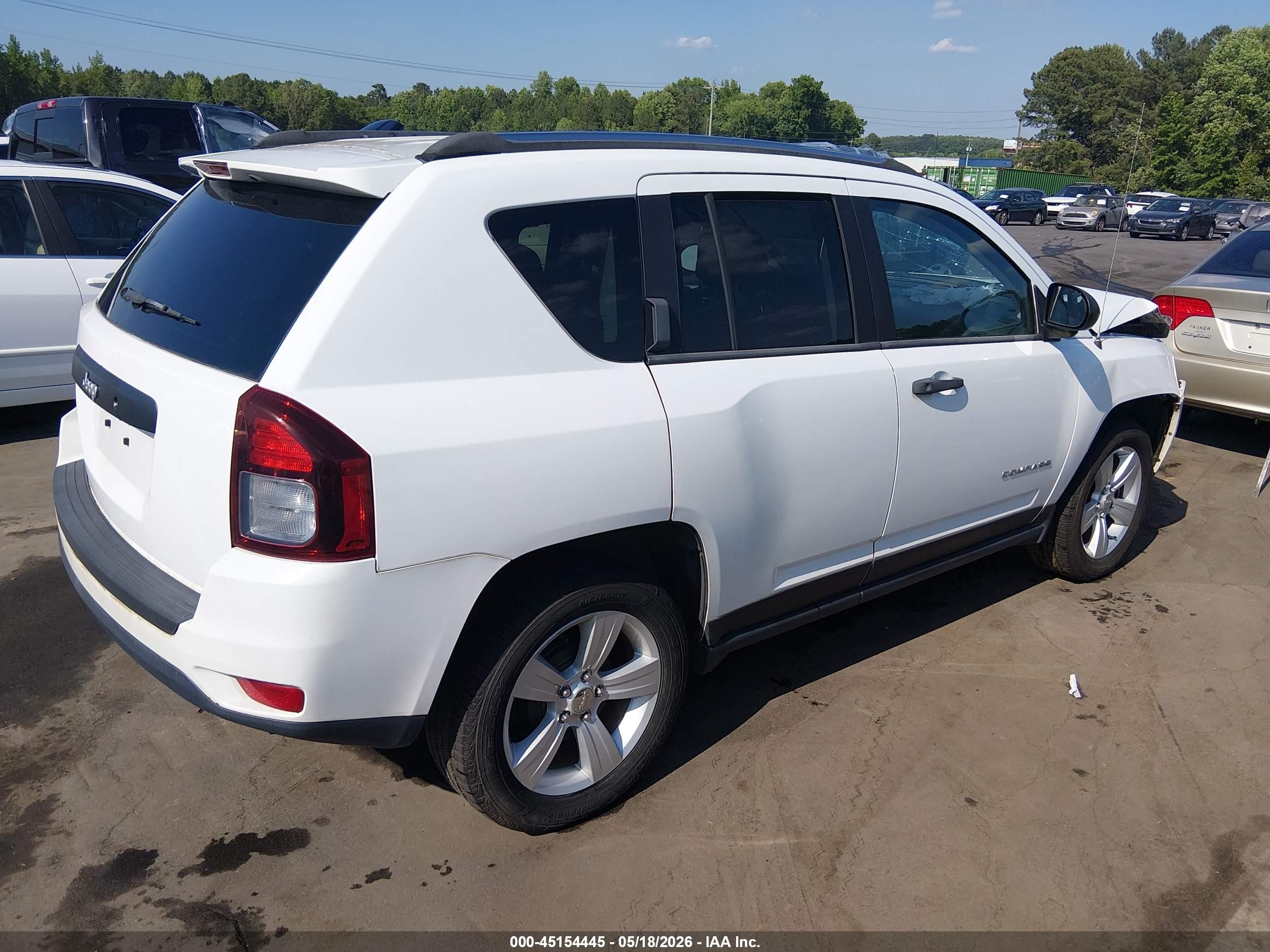 2014 Jeep Compass Sport White vin: 1C4NJCBA6ED536137