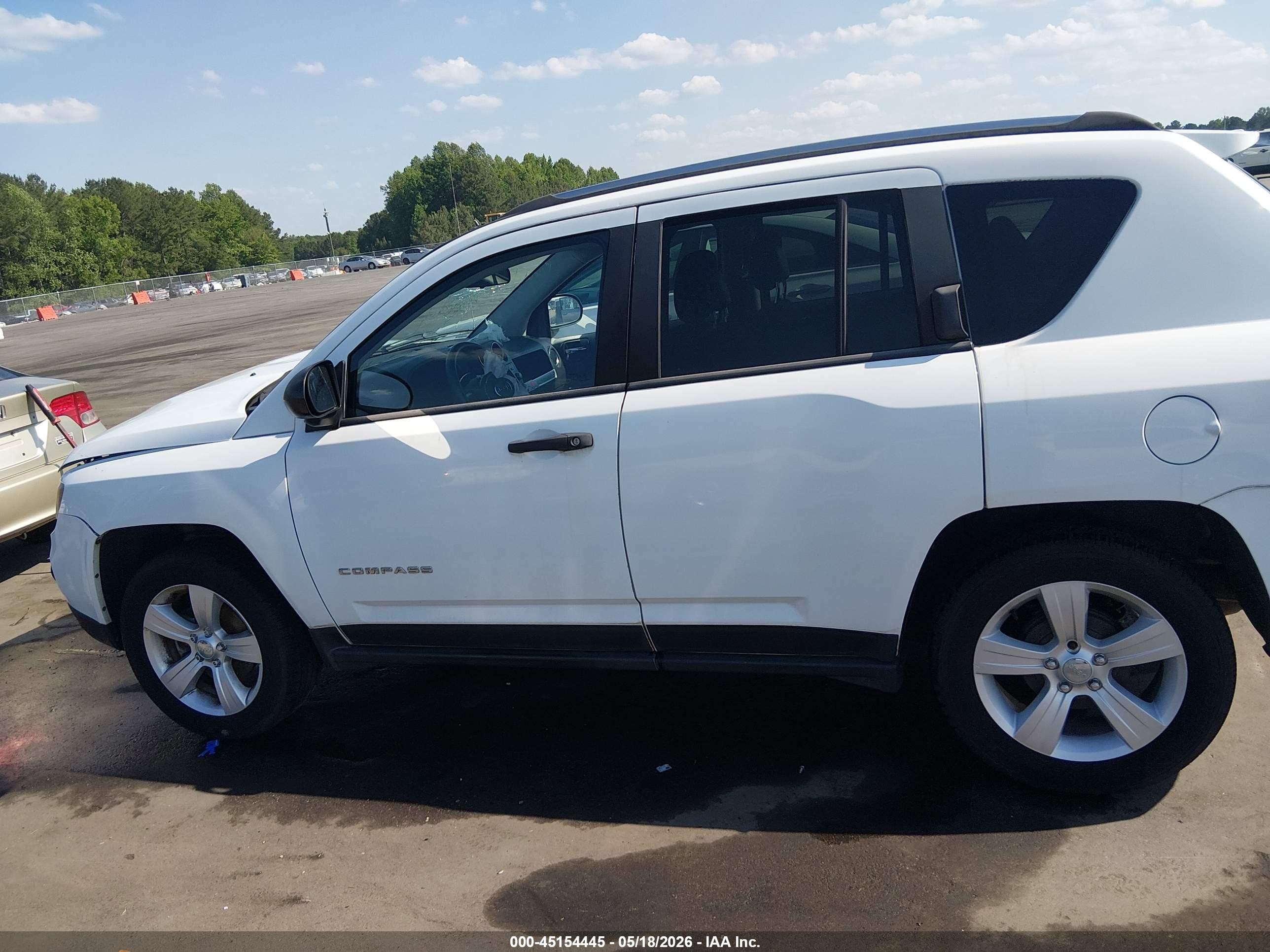 2014 Jeep Compass Sport White vin: 1C4NJCBA6ED536137