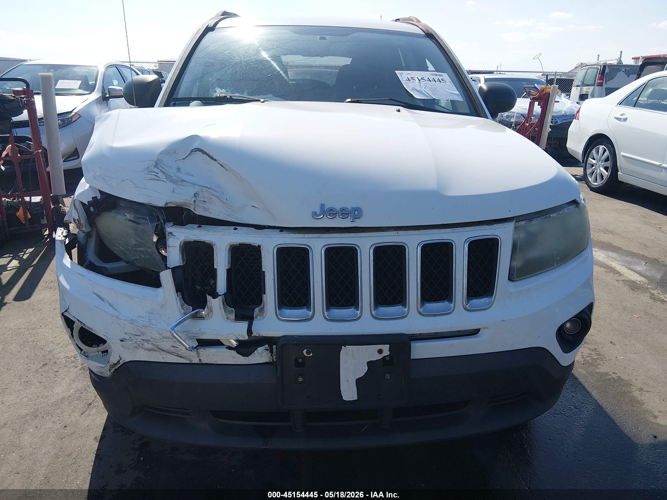 2014 Jeep Compass Sport White vin: 1C4NJCBA6ED536137
