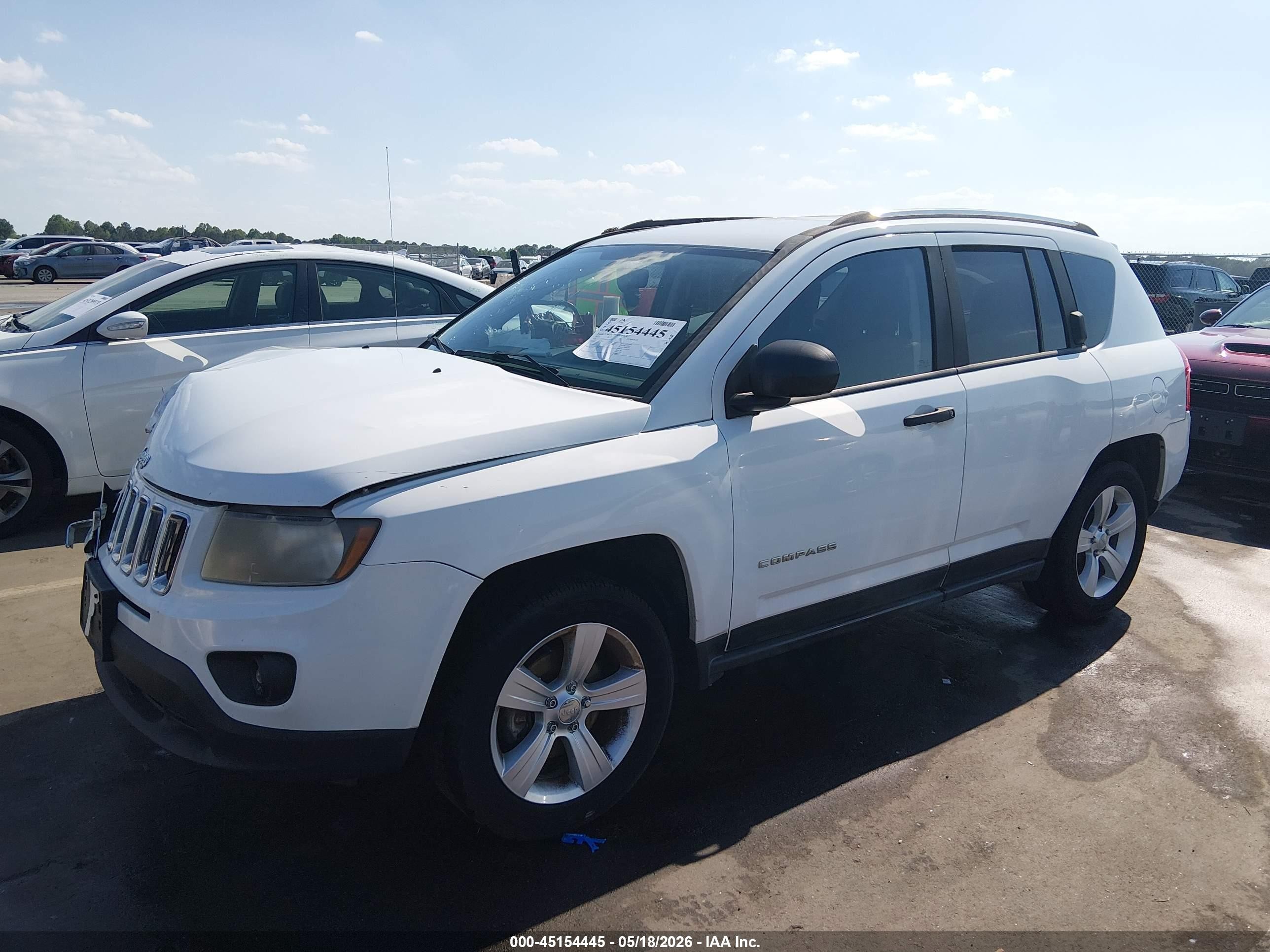 2014 Jeep Compass Sport White vin: 1C4NJCBA6ED536137