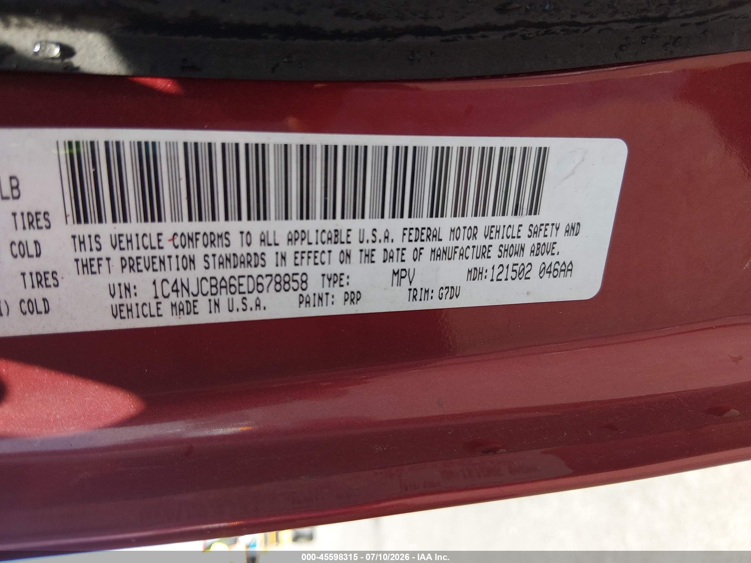 2014 Jeep Compass Altitude Red vin: 1C4NJCBA6ED678858