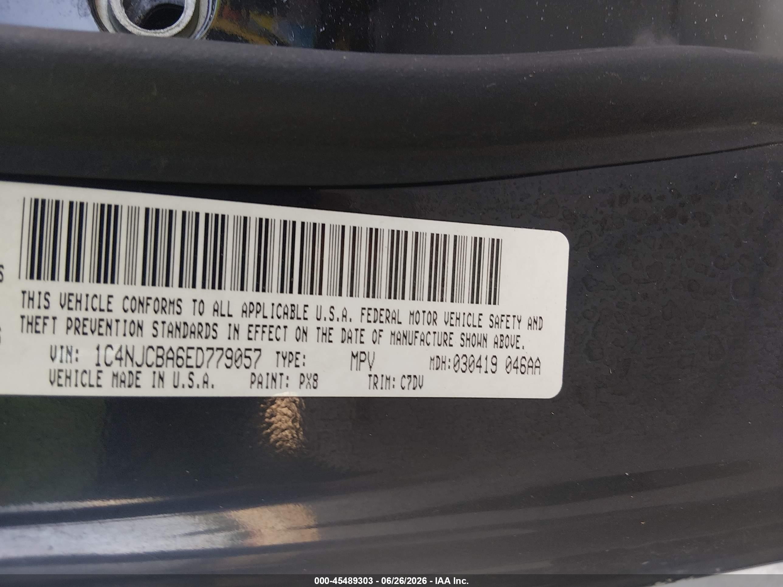 2014 Jeep Compass Sport Black vin: 1C4NJCBA6ED779057