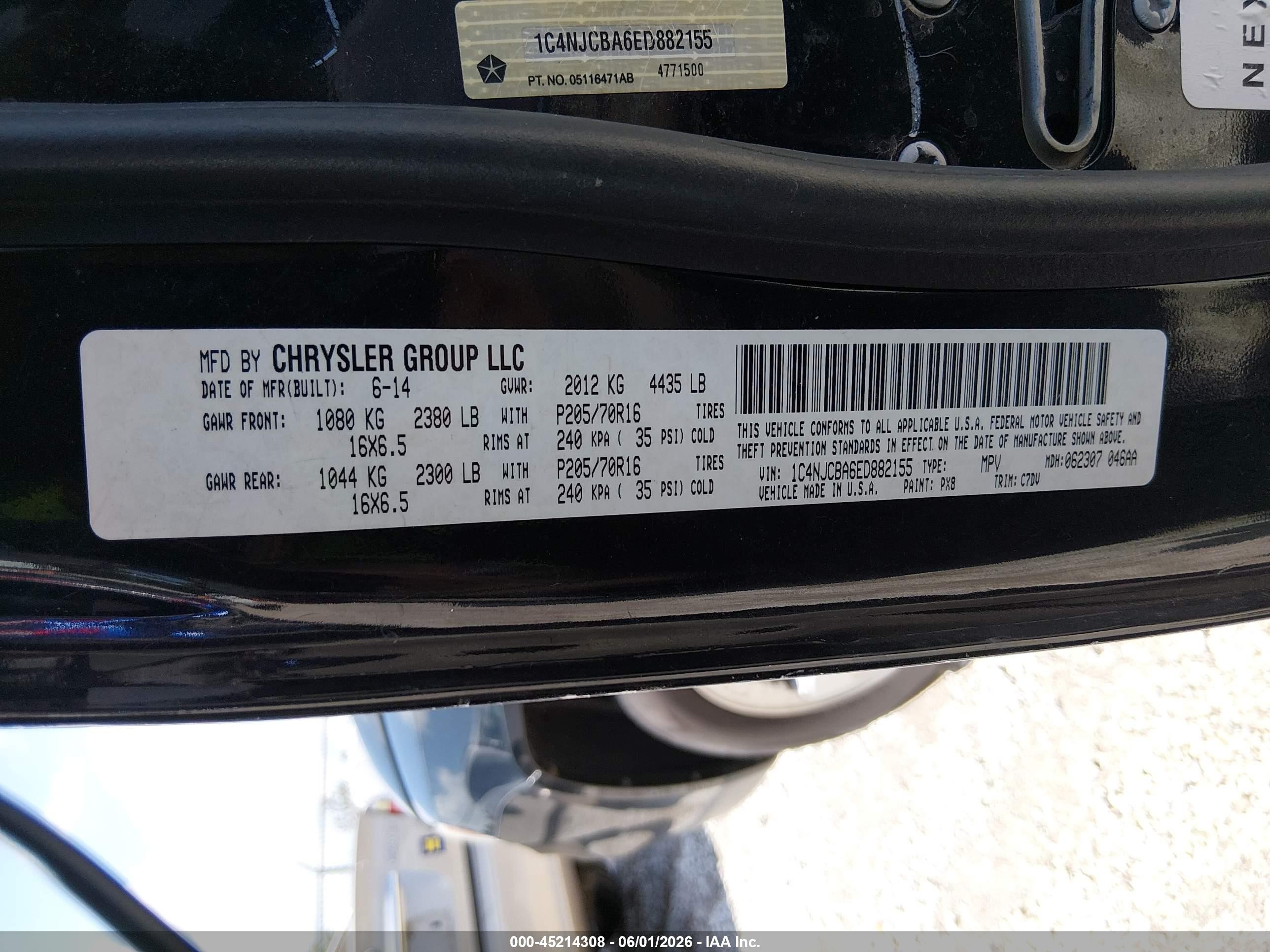 2014 Jeep Compass Sport Black vin: 1C4NJCBA6ED882155