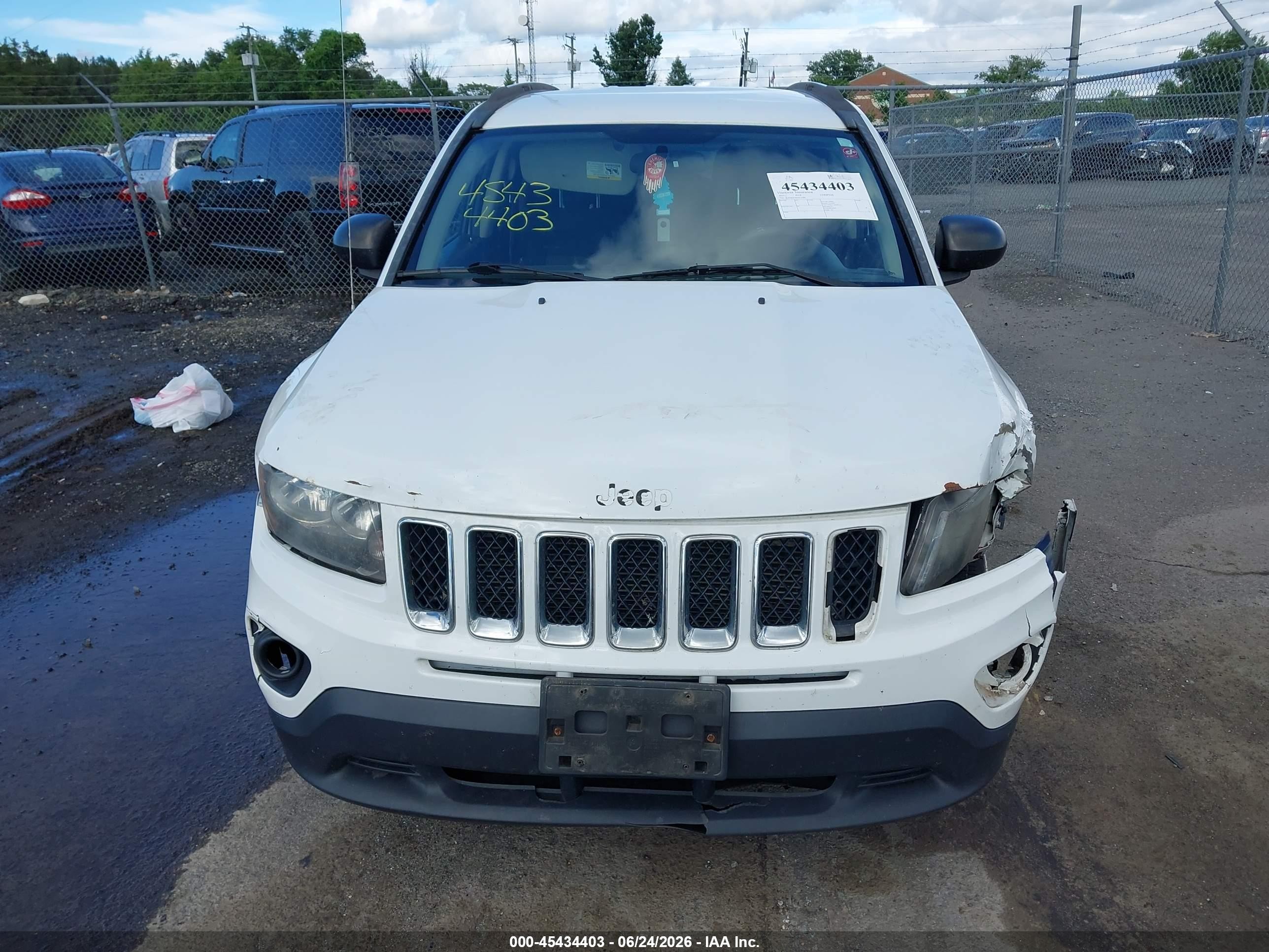 2015 Jeep Compass Sport White vin: 1C4NJCBA6FD124480