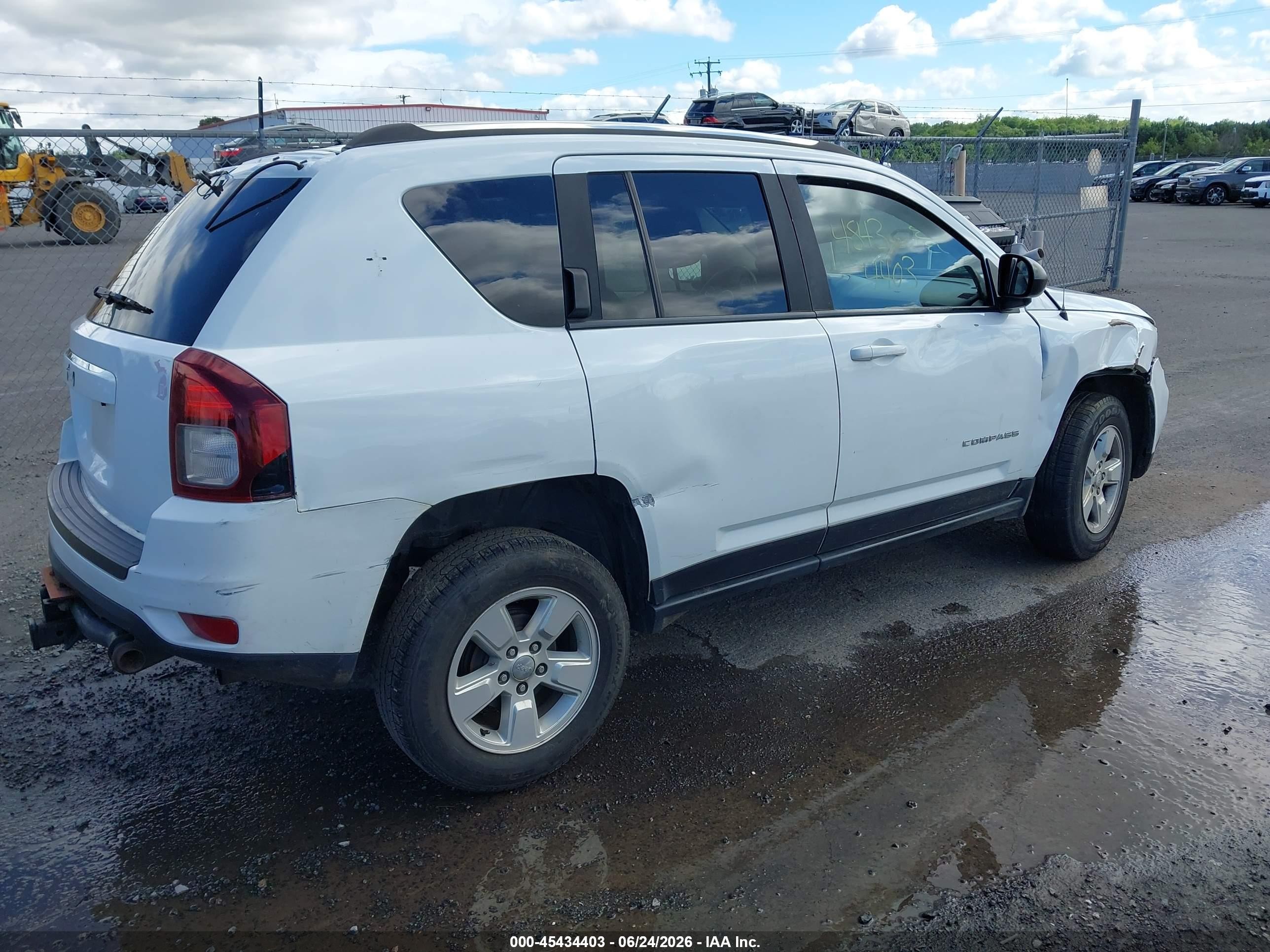2015 Jeep Compass Sport White vin: 1C4NJCBA6FD124480