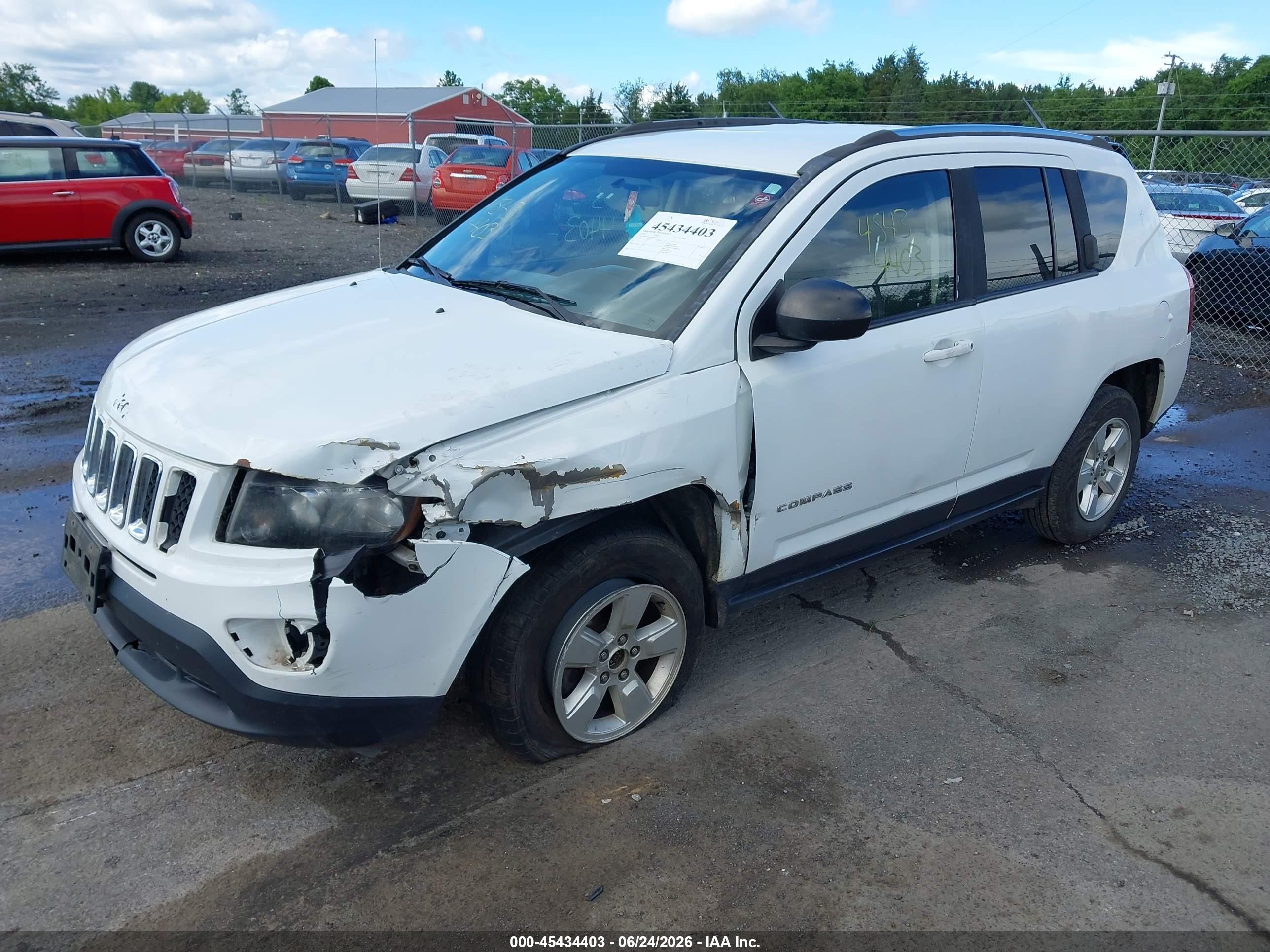 2015 Jeep Compass Sport White vin: 1C4NJCBA6FD124480