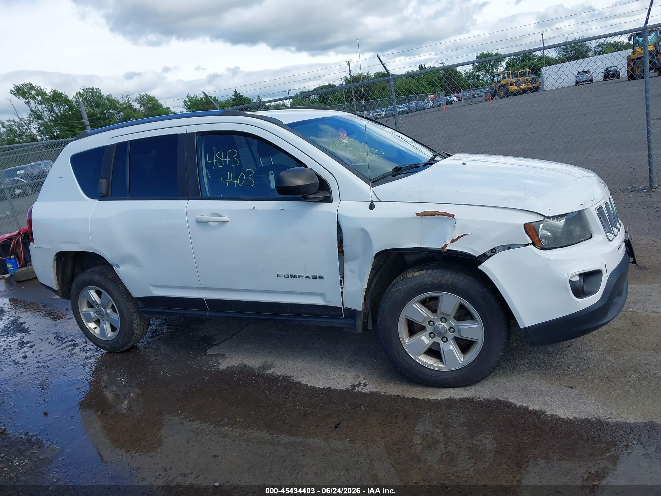 2015 Jeep Compass Sport White vin: 1C4NJCBA6FD124480