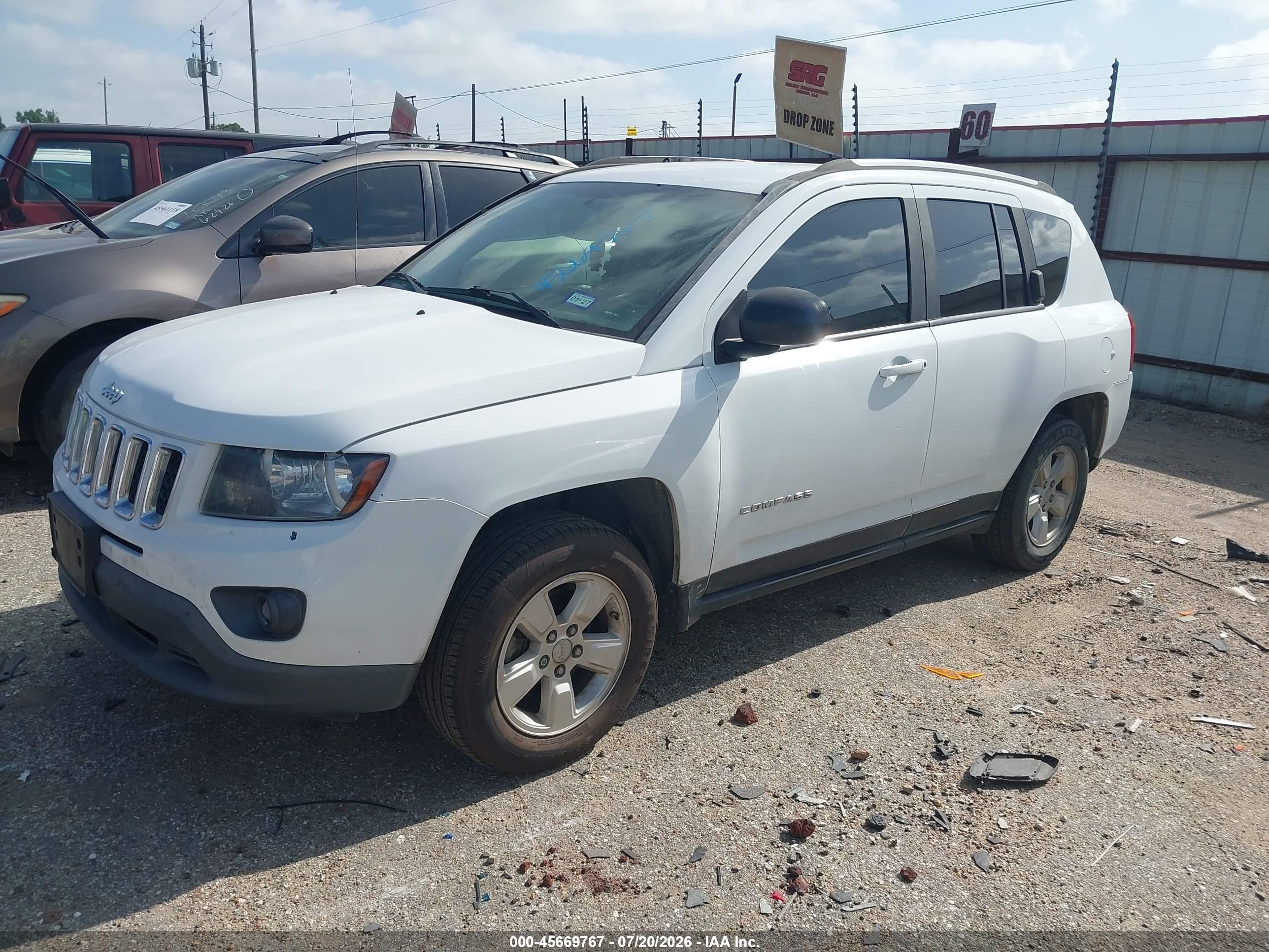 2015 Jeep Compass Sport White vin: 1C4NJCBA6FD190821