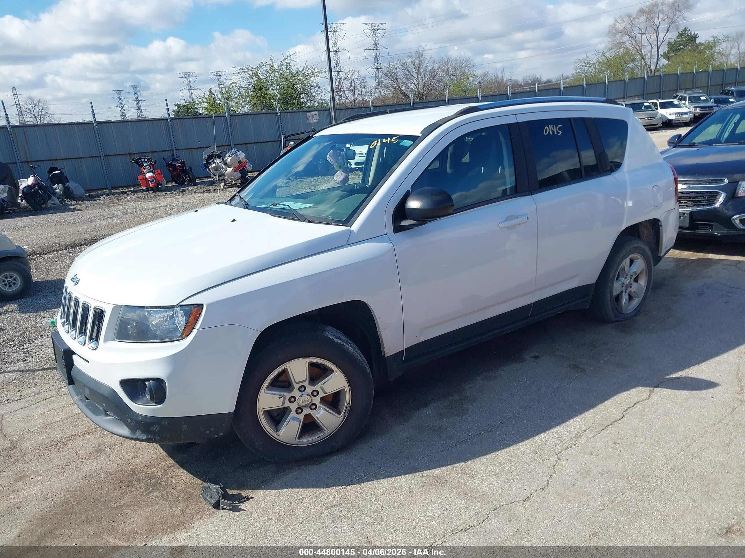 2014 Jeep Compass Sport White vin: 1C4NJCBA7ED801289