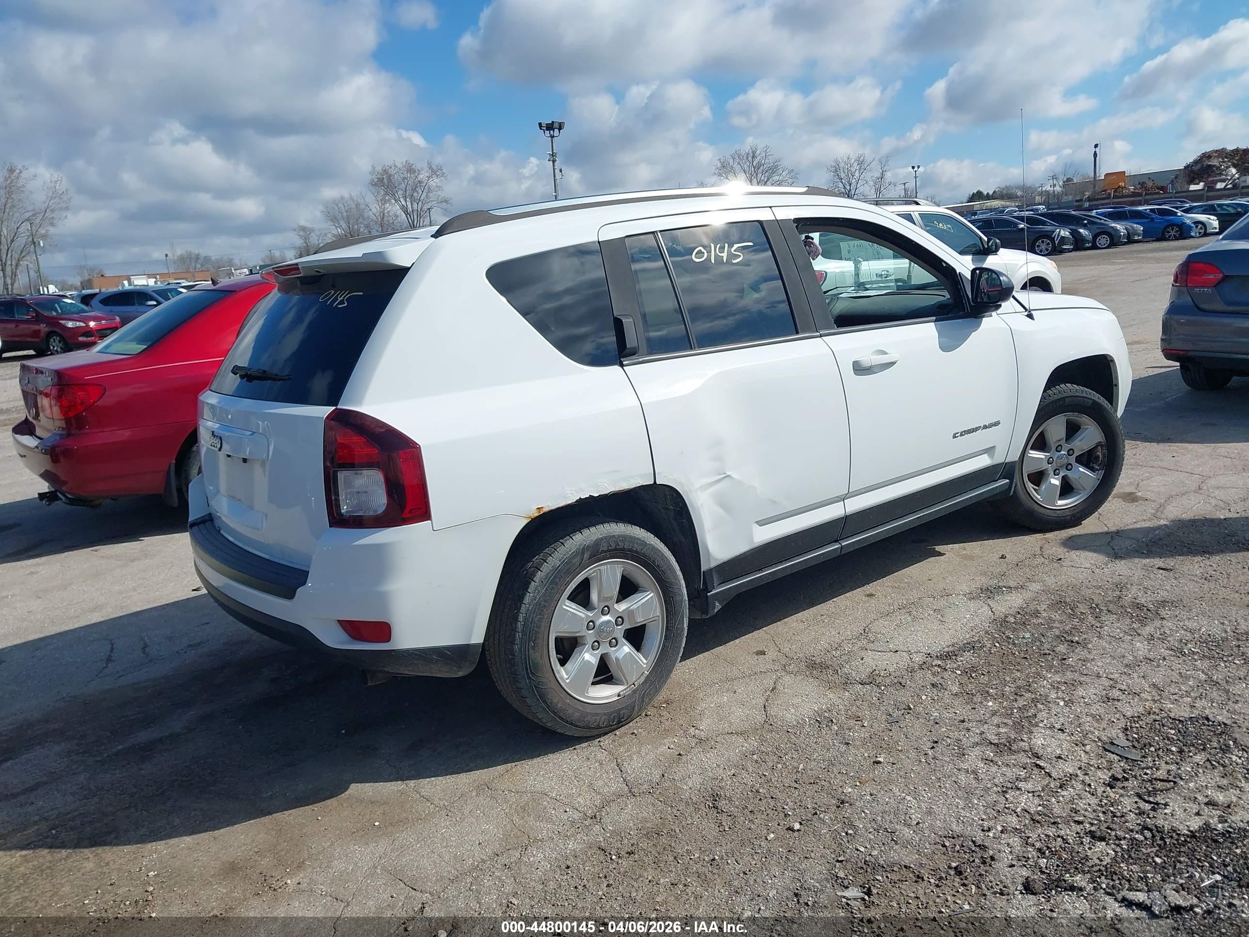 2014 Jeep Compass Sport White vin: 1C4NJCBA7ED801289