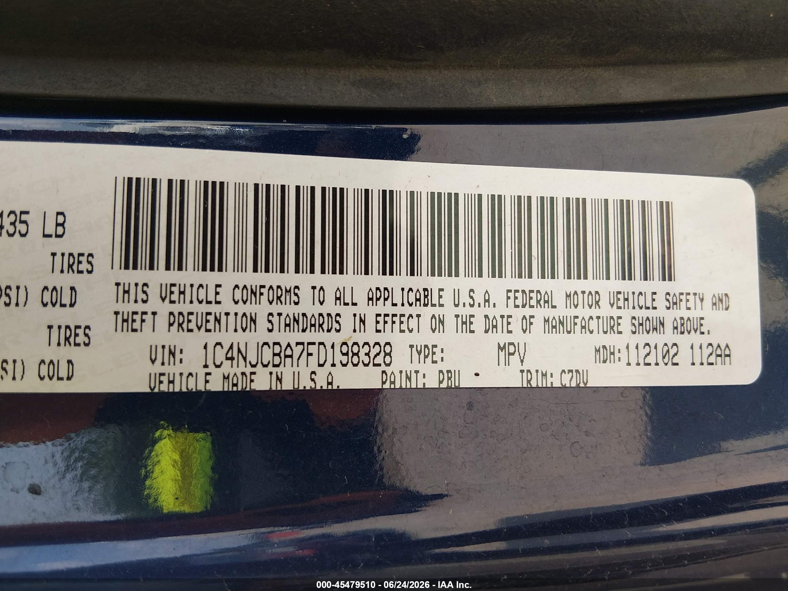 2015 Jeep Compass Sport Dark Blue vin: 1C4NJCBA7FD198328