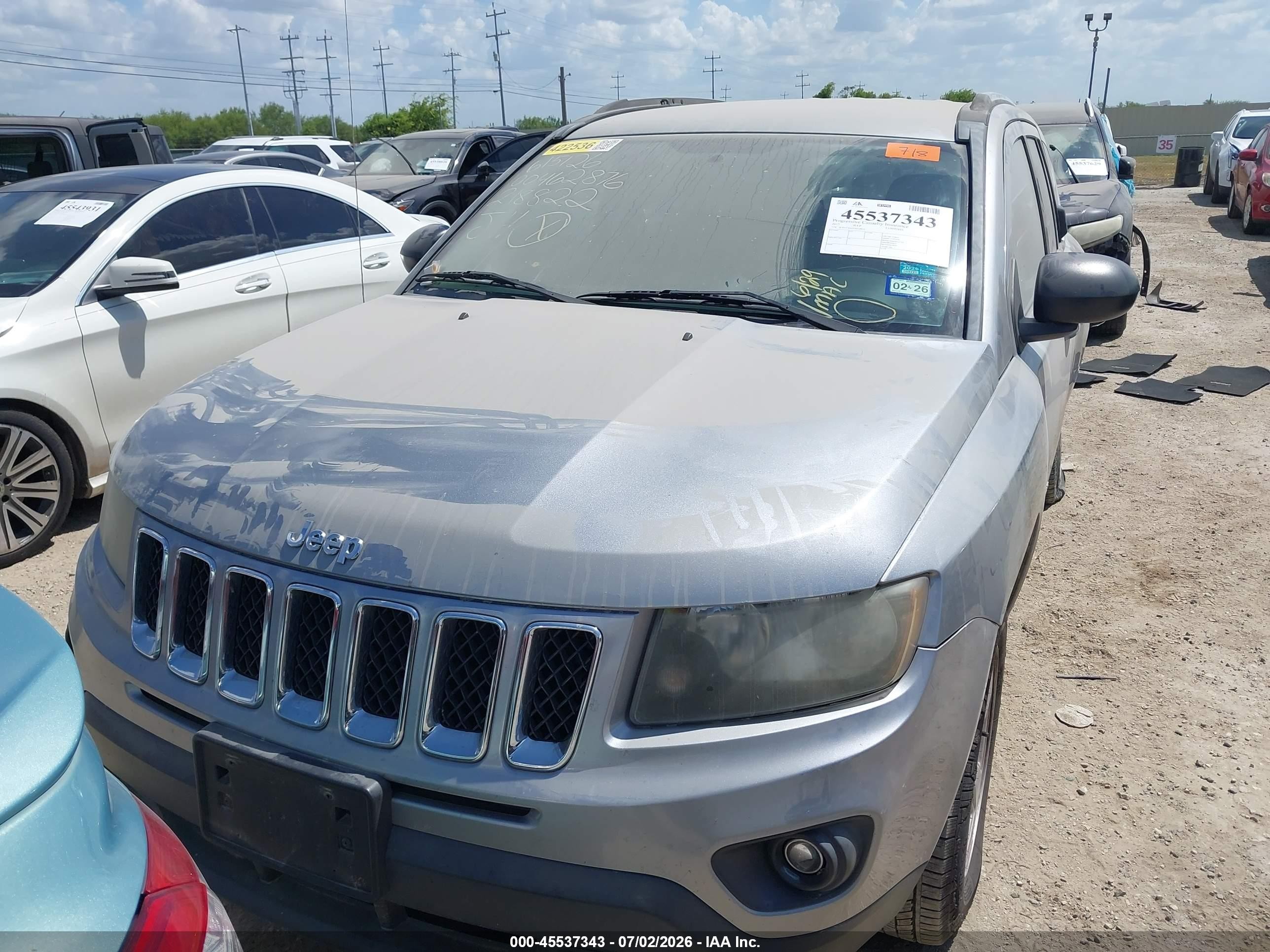 2015 Jeep Compass Sport Серый vin: 1C4NJCBA7FD218822