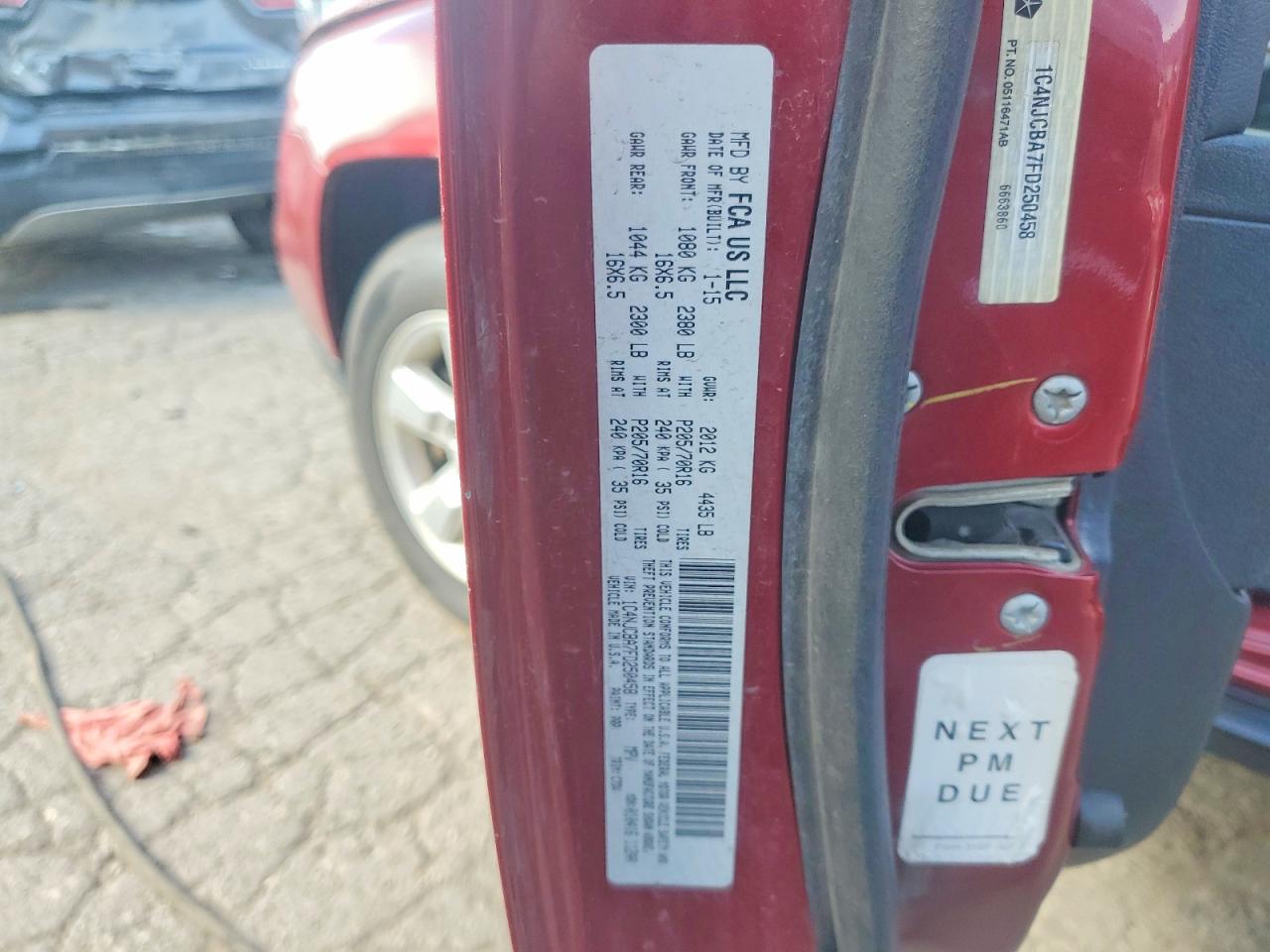 2015 Jeep Compass Sport Red vin: 1C4NJCBA7FD250458