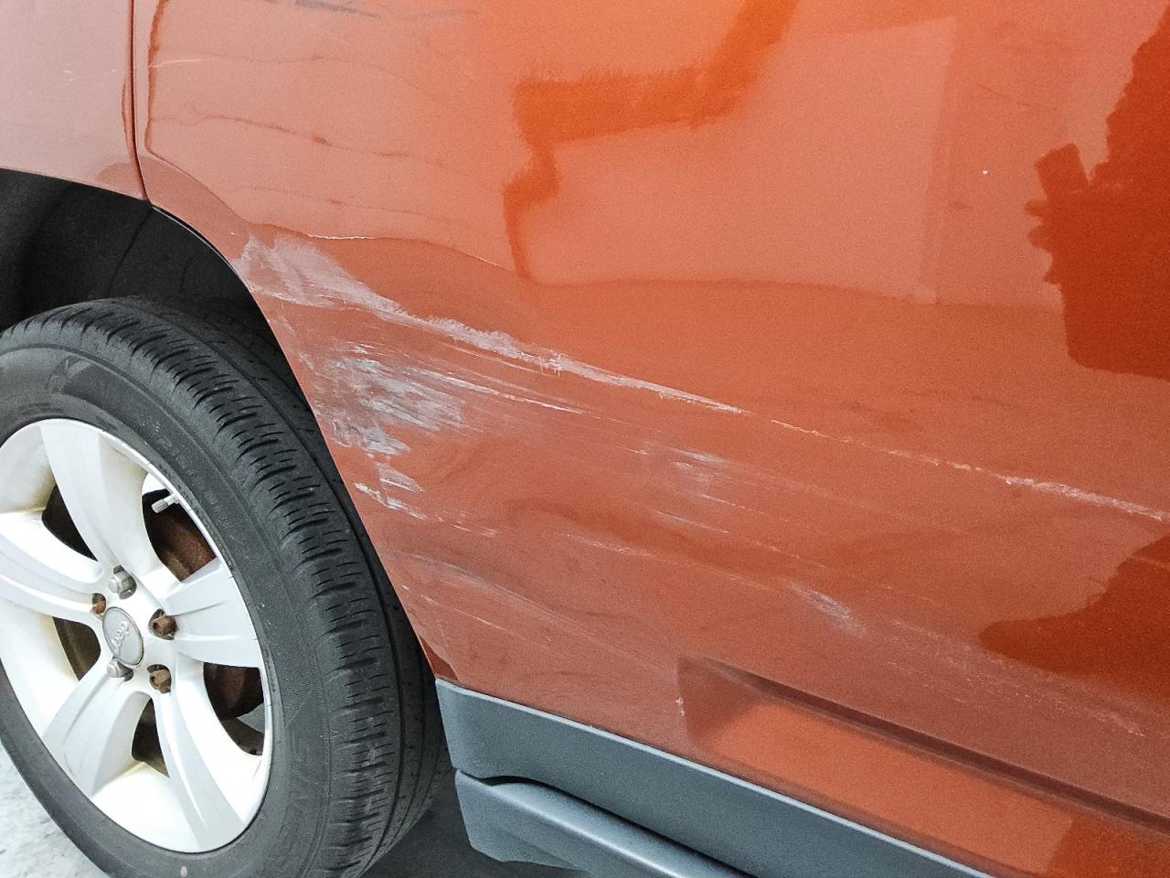 2012 Jeep Compass Sport Orange vin: 1C4NJCBA8CD605892 Damage: Right Rear Door, Dent(S) W/ Paint Dmg, > 12 Inches
