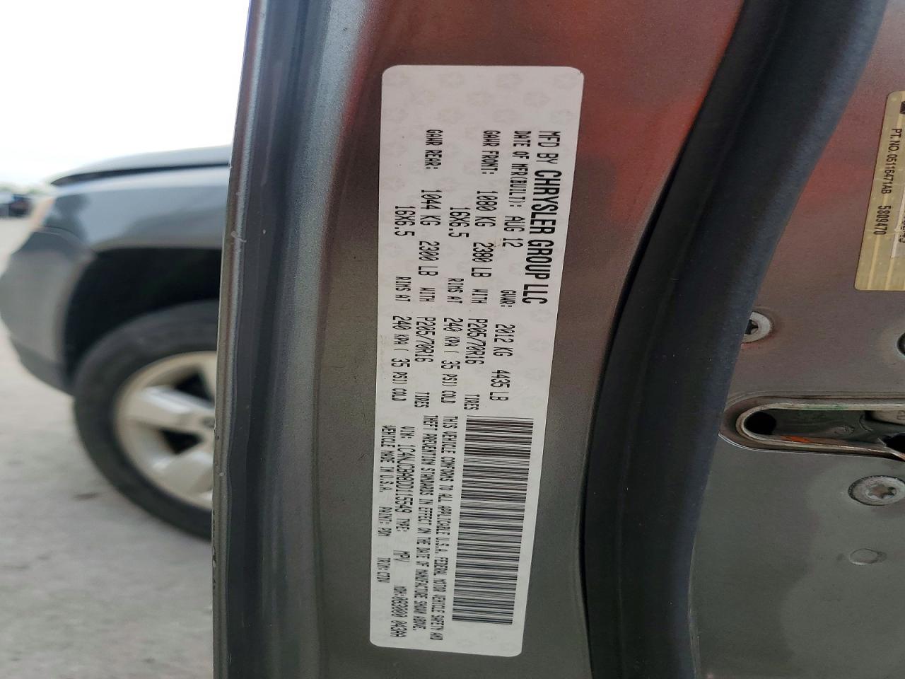2013 Jeep Compass Sport Silver vin: 1C4NJCBA8DD115549