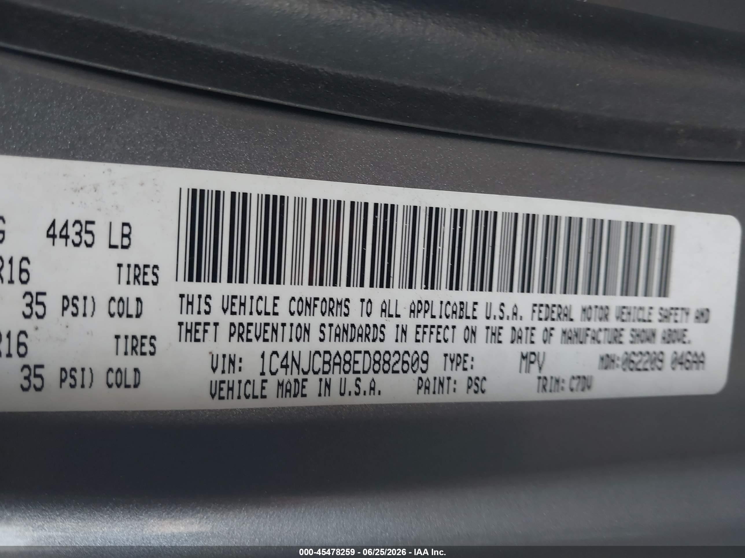 2014 Jeep Compass Sport Silver vin: 1C4NJCBA8ED882609