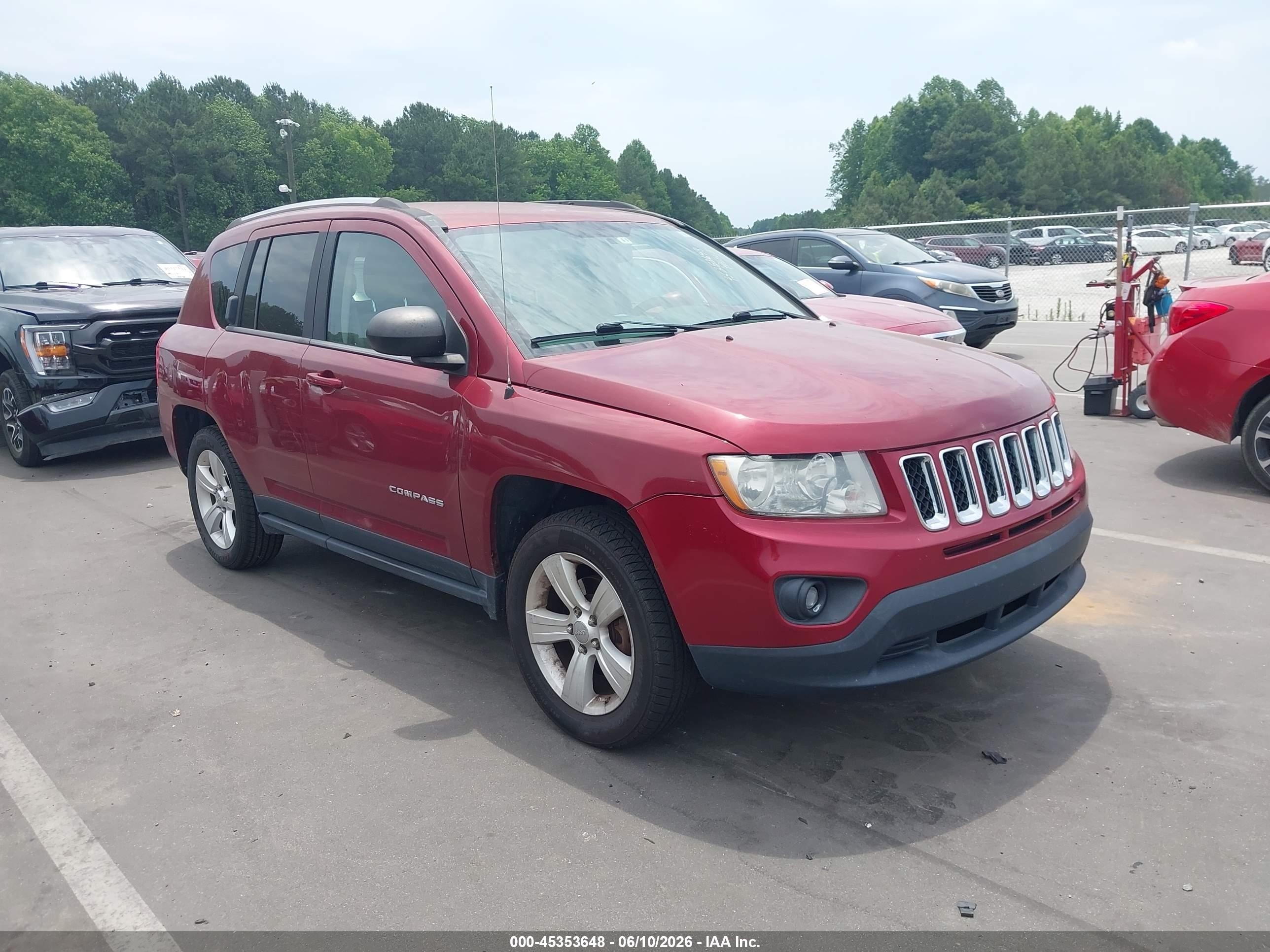 2012 Jeep Compass Sport Red vin: 1C4NJCBA9CD660240