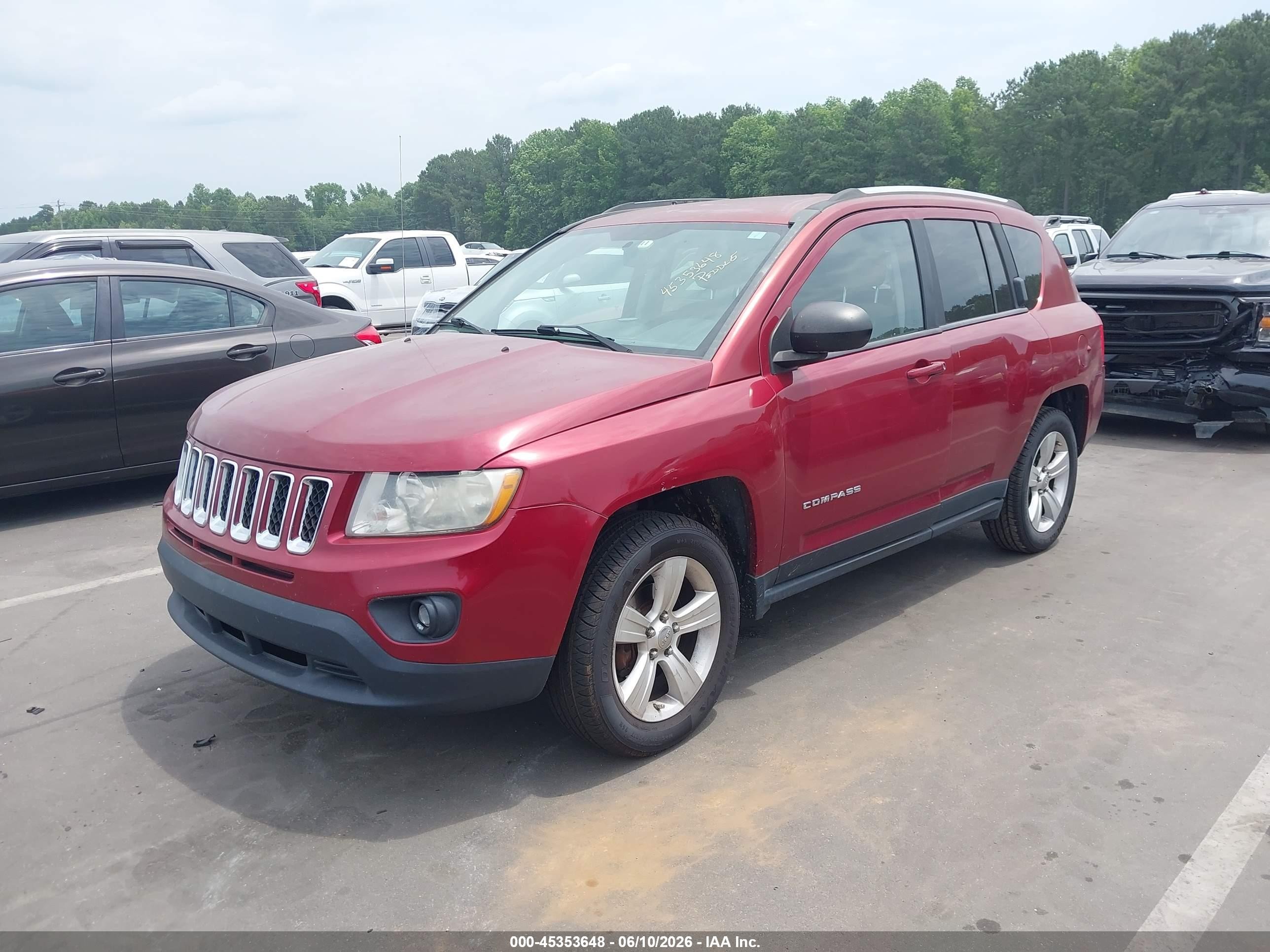 2012 Jeep Compass Sport Red vin: 1C4NJCBA9CD660240