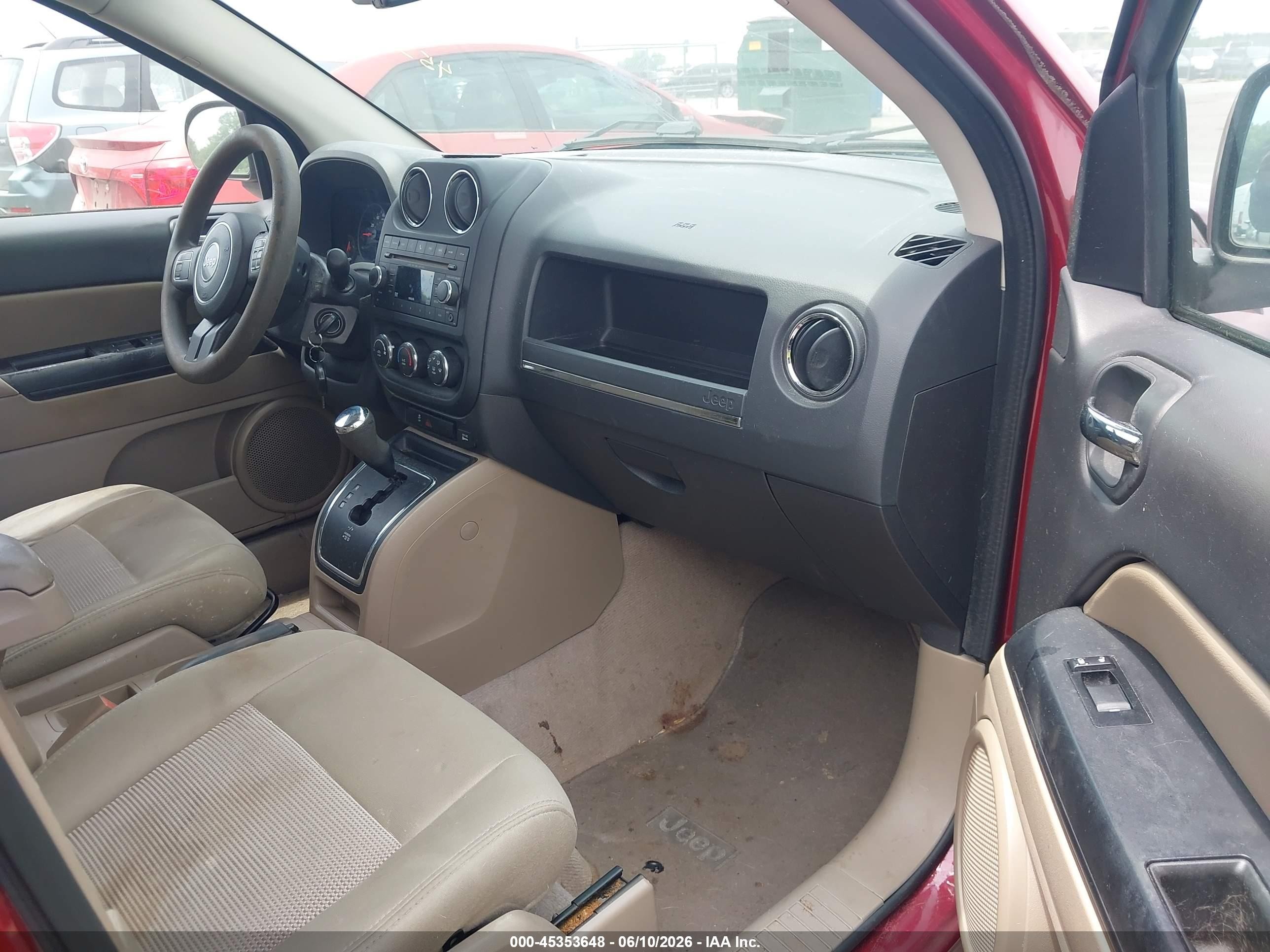 2012 Jeep Compass Sport Red vin: 1C4NJCBA9CD660240