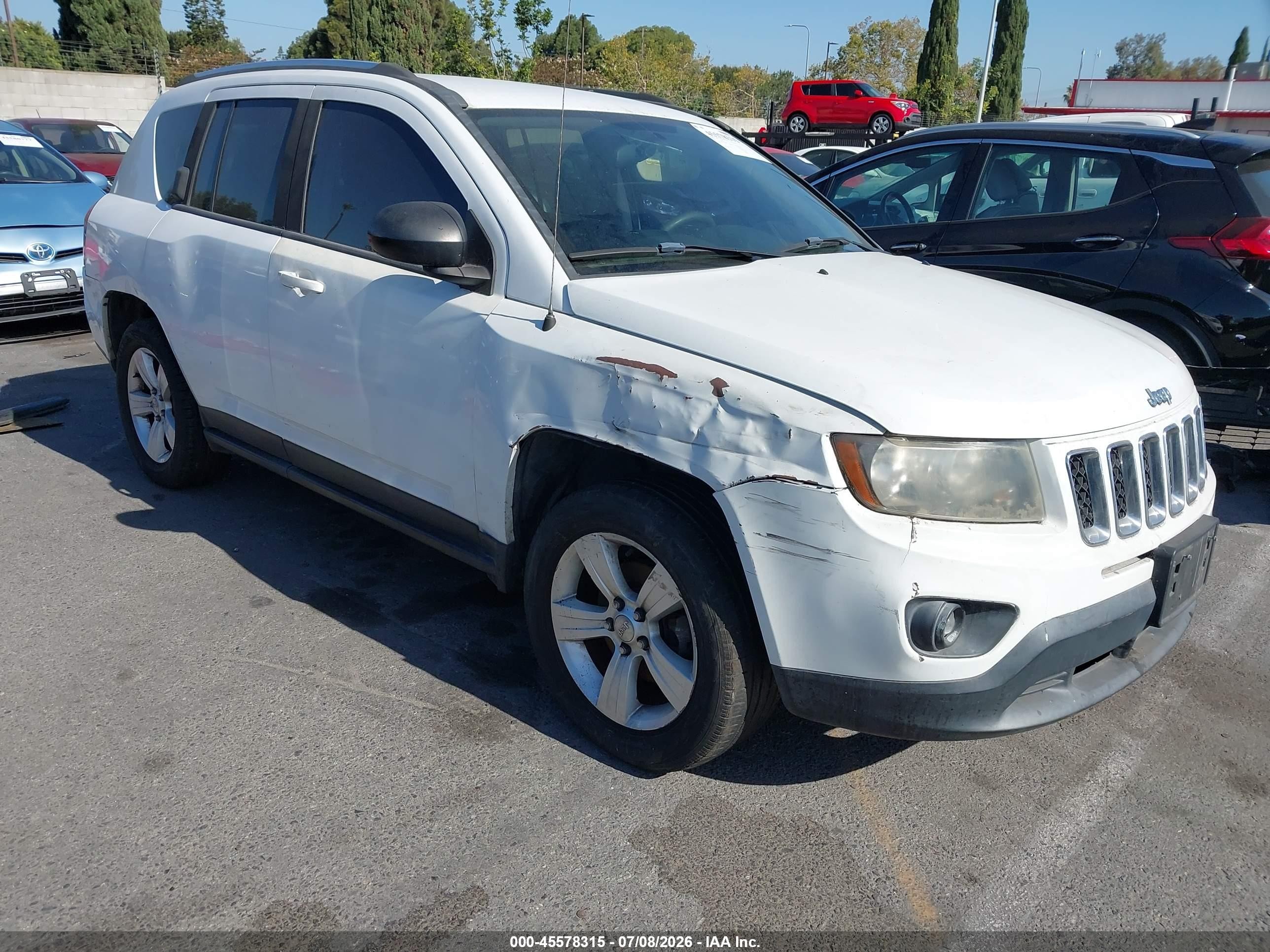 2014 Jeep Compass Sport White vin: 1C4NJCBA9ED651699
