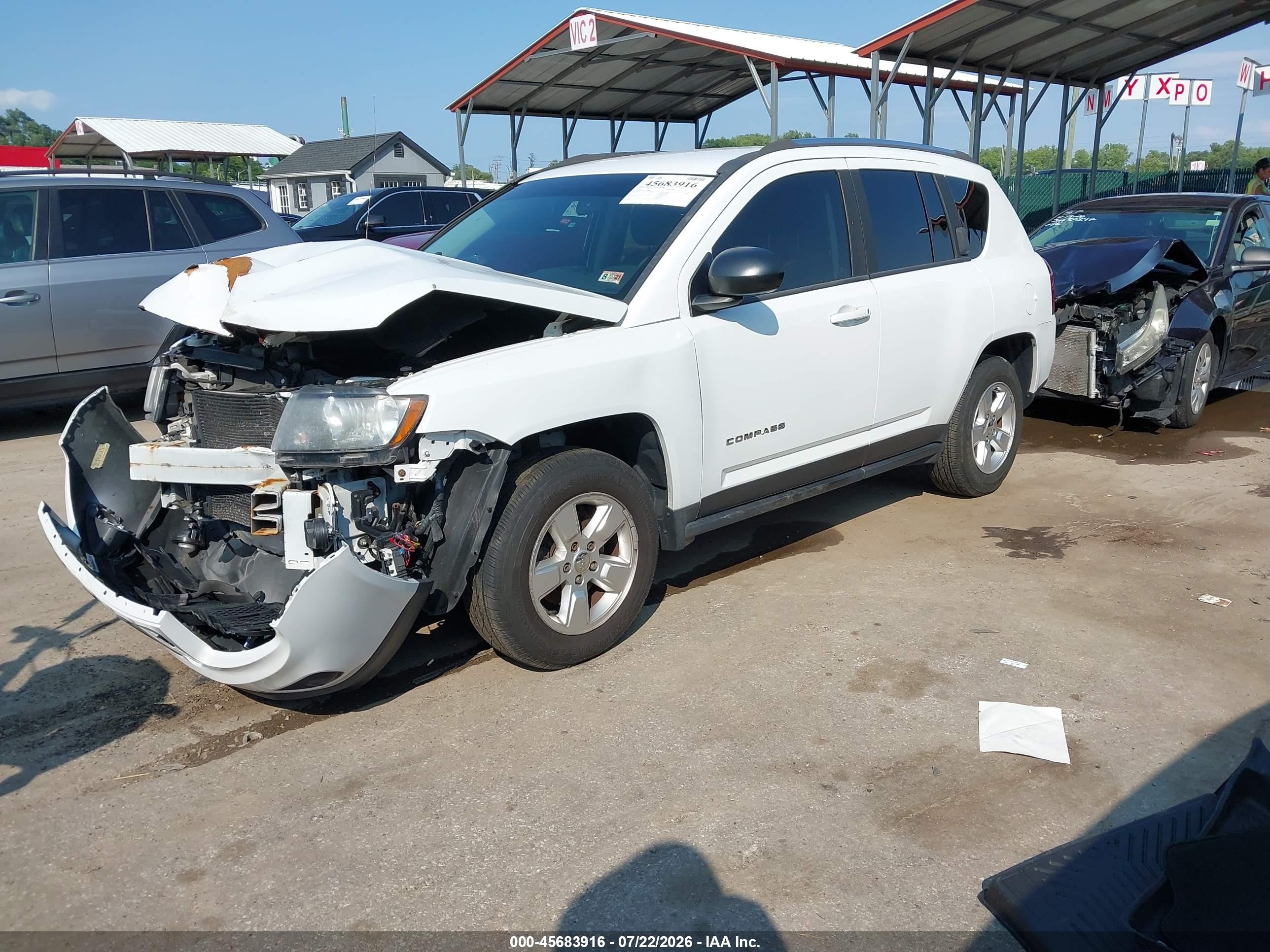 2014 Jeep Compass Sport Белый vin: 1C4NJCBAXED844735