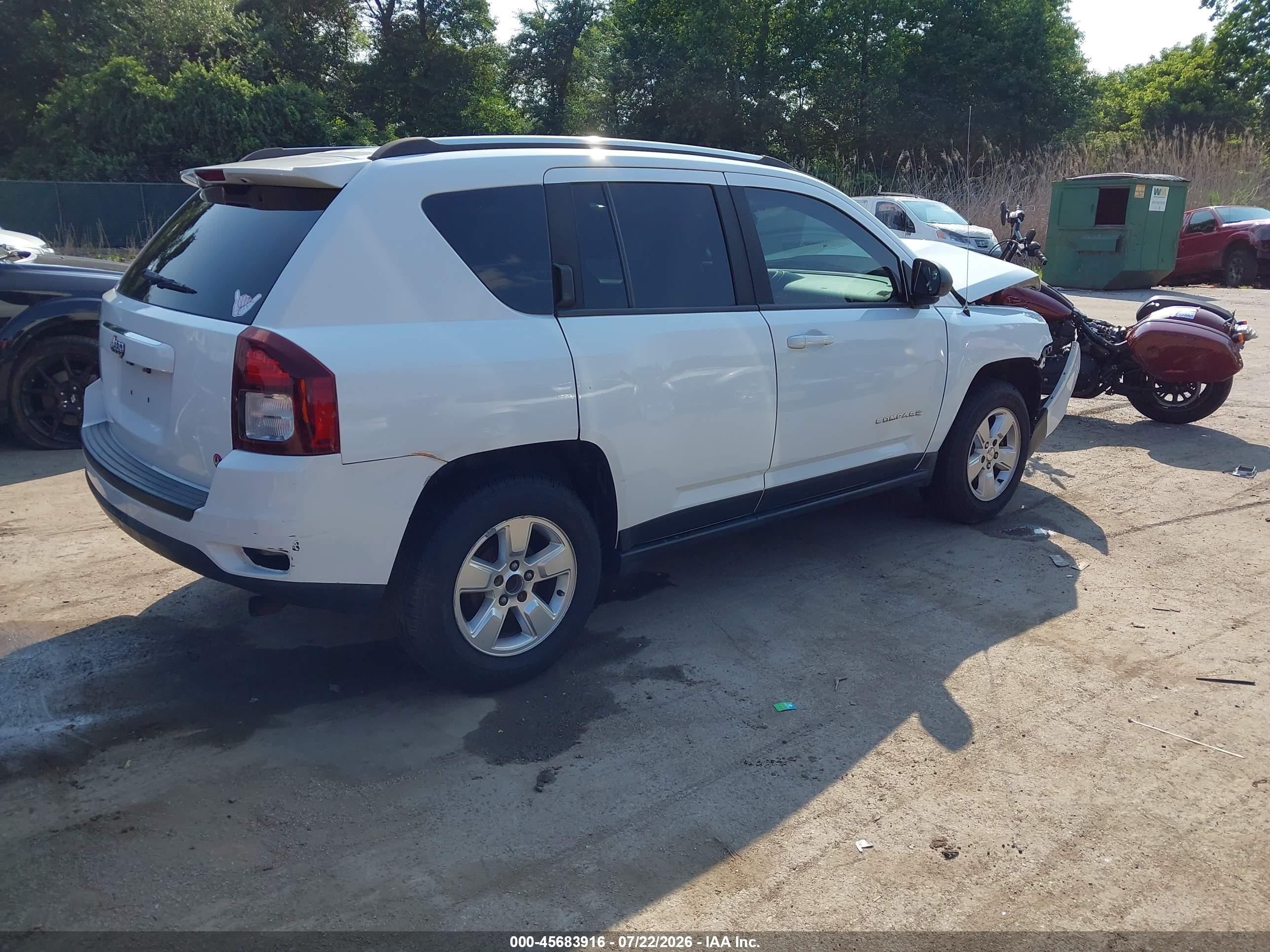 2014 Jeep Compass Sport Белый vin: 1C4NJCBAXED844735