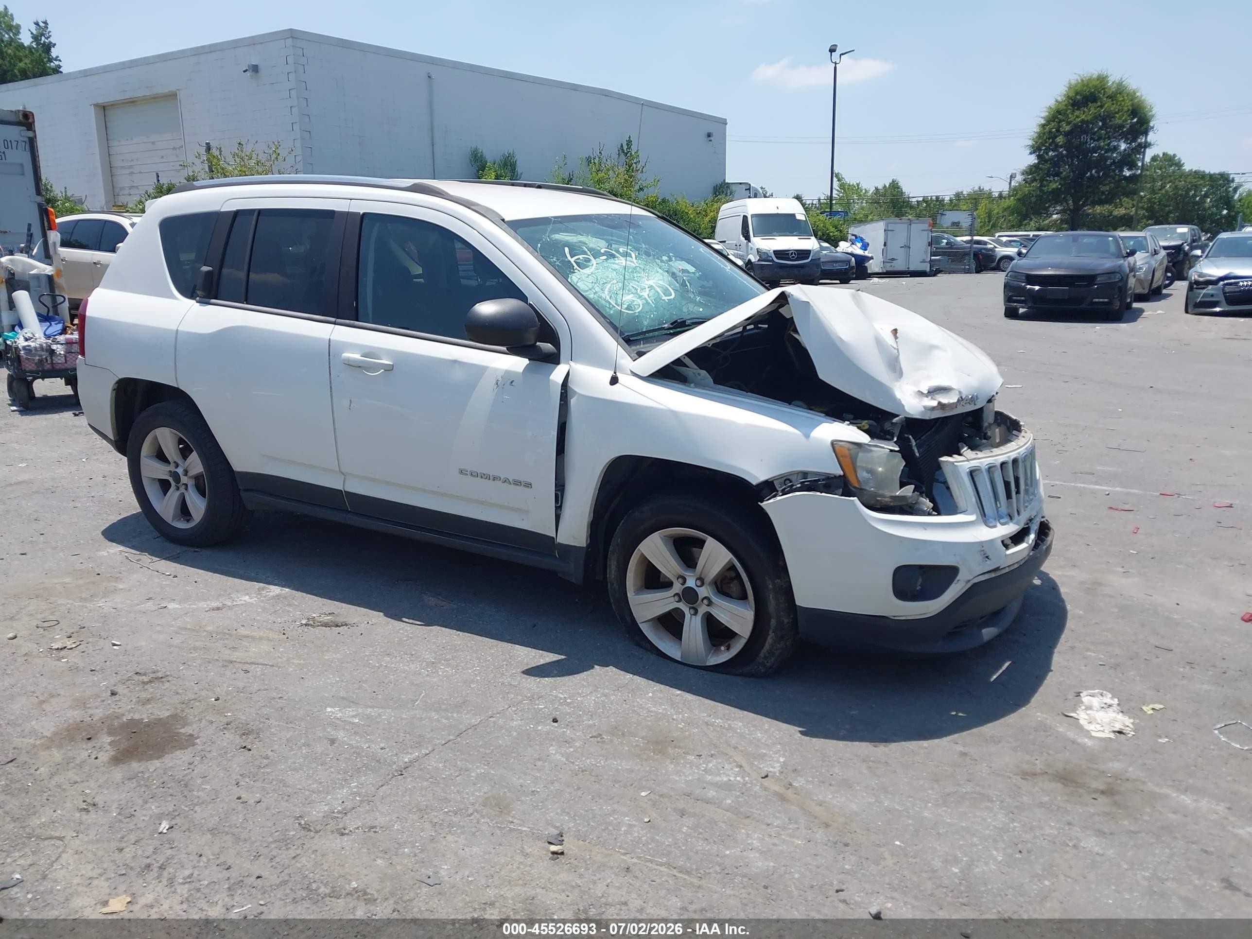 2014 Jeep Compass Sport White vin: 1C4NJCBB0ED511047