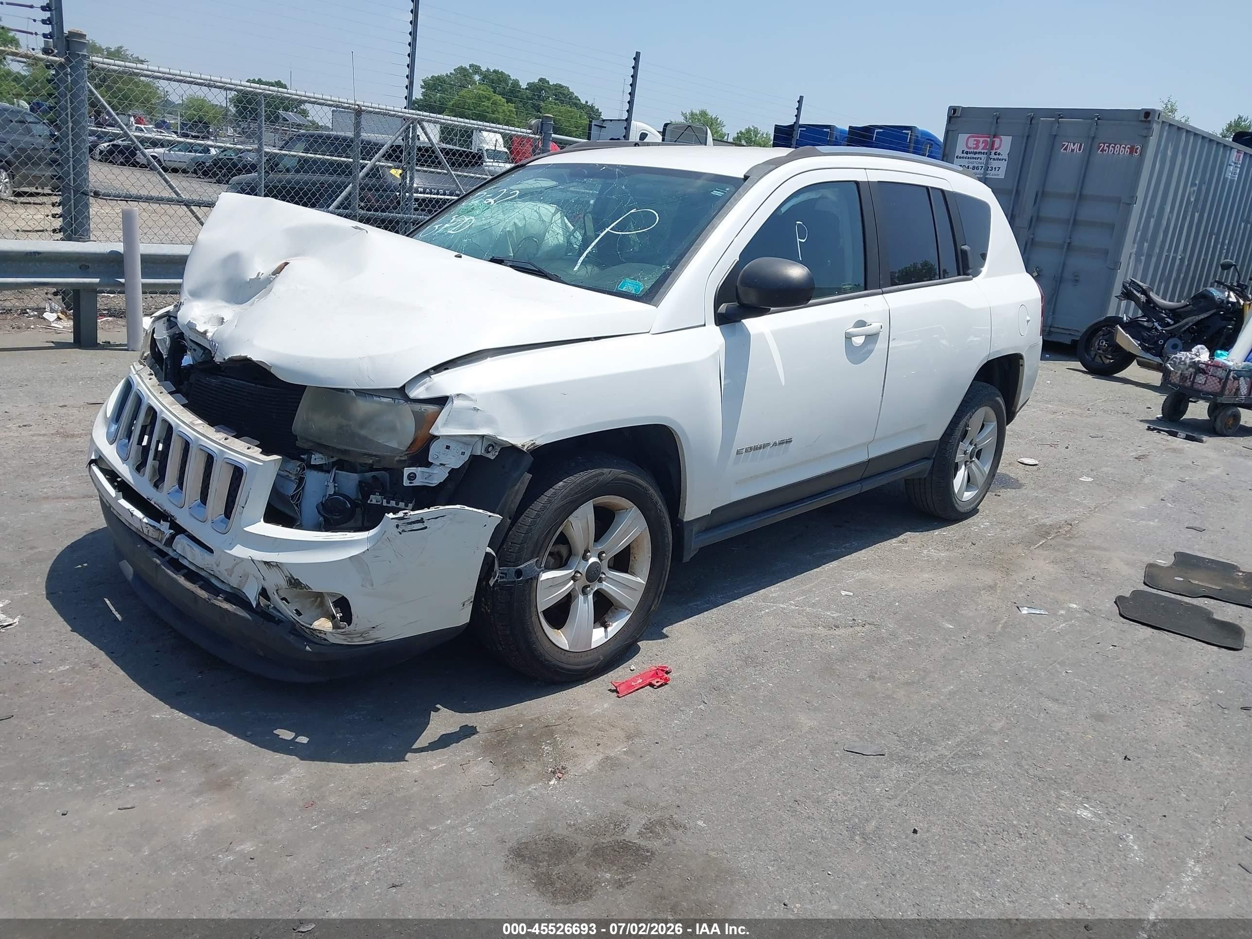 2014 Jeep Compass Sport White vin: 1C4NJCBB0ED511047