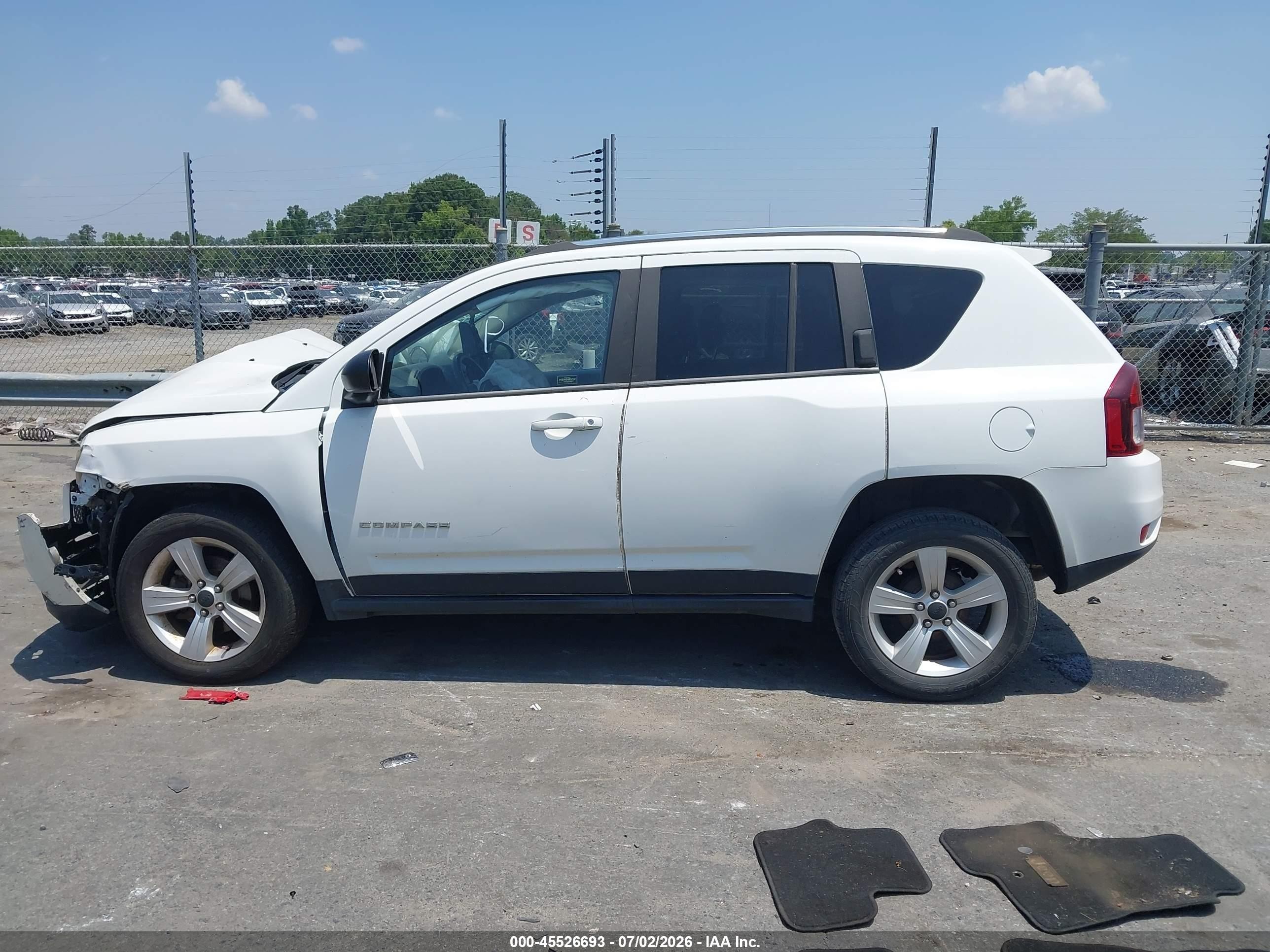 2014 Jeep Compass Sport White vin: 1C4NJCBB0ED511047