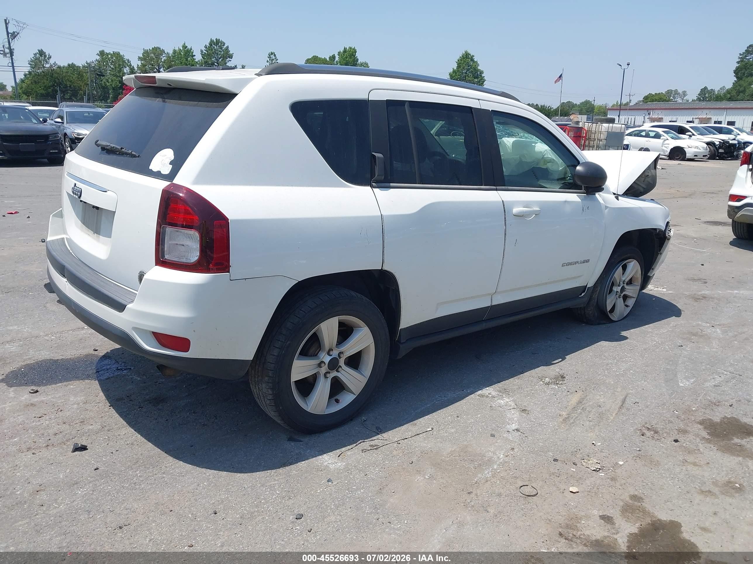2014 Jeep Compass Sport White vin: 1C4NJCBB0ED511047