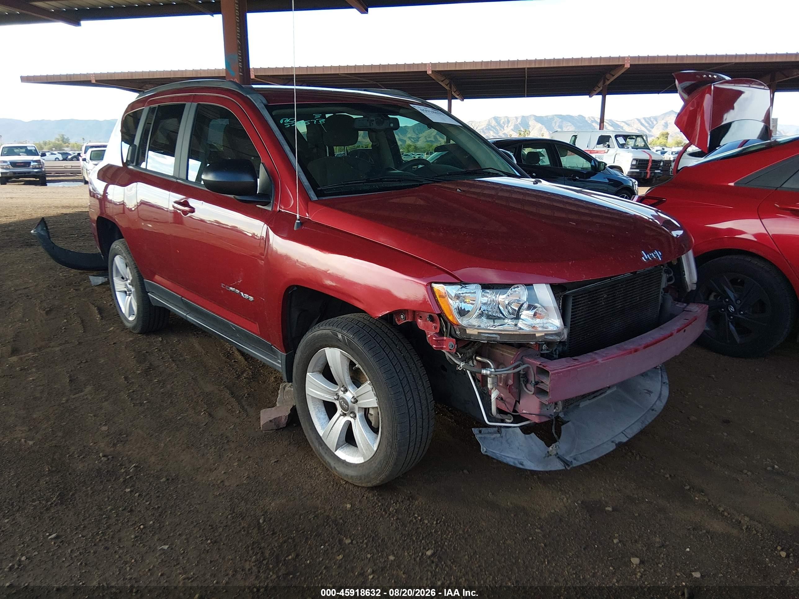 2012 Jeep Compass Sport Red vin: 1C4NJCBB3CD602326