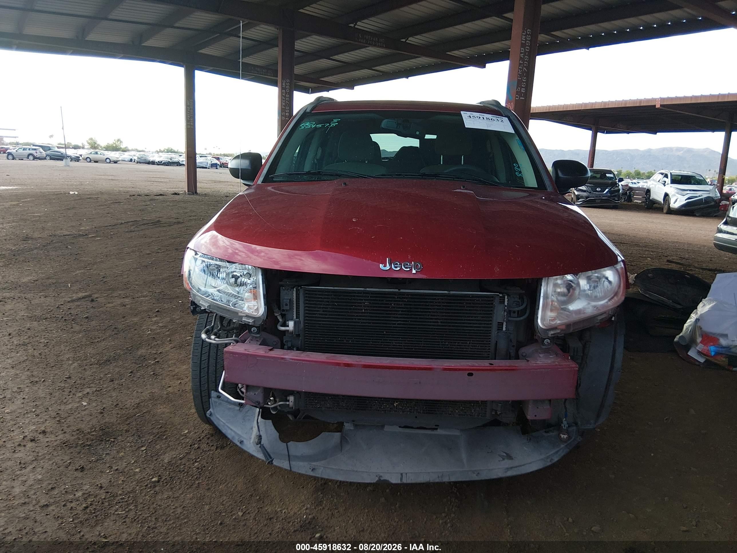 2012 Jeep Compass Sport Red vin: 1C4NJCBB3CD602326