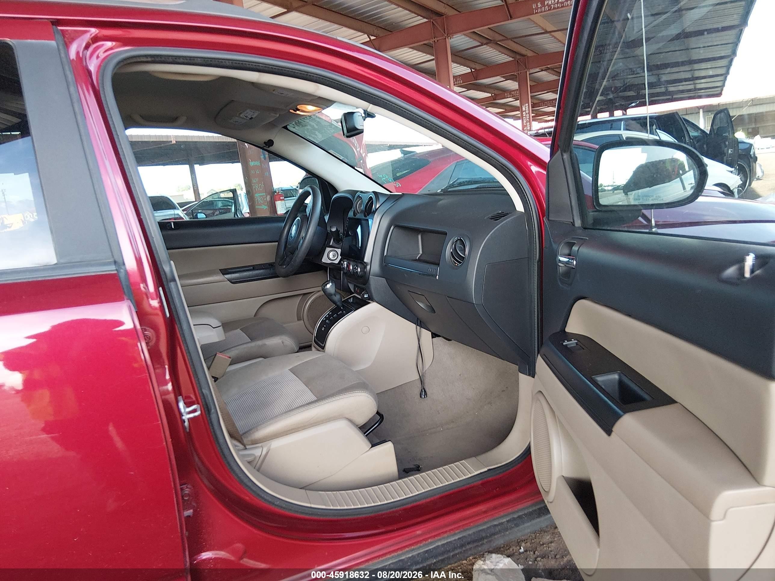 2012 Jeep Compass Sport Red vin: 1C4NJCBB3CD602326
