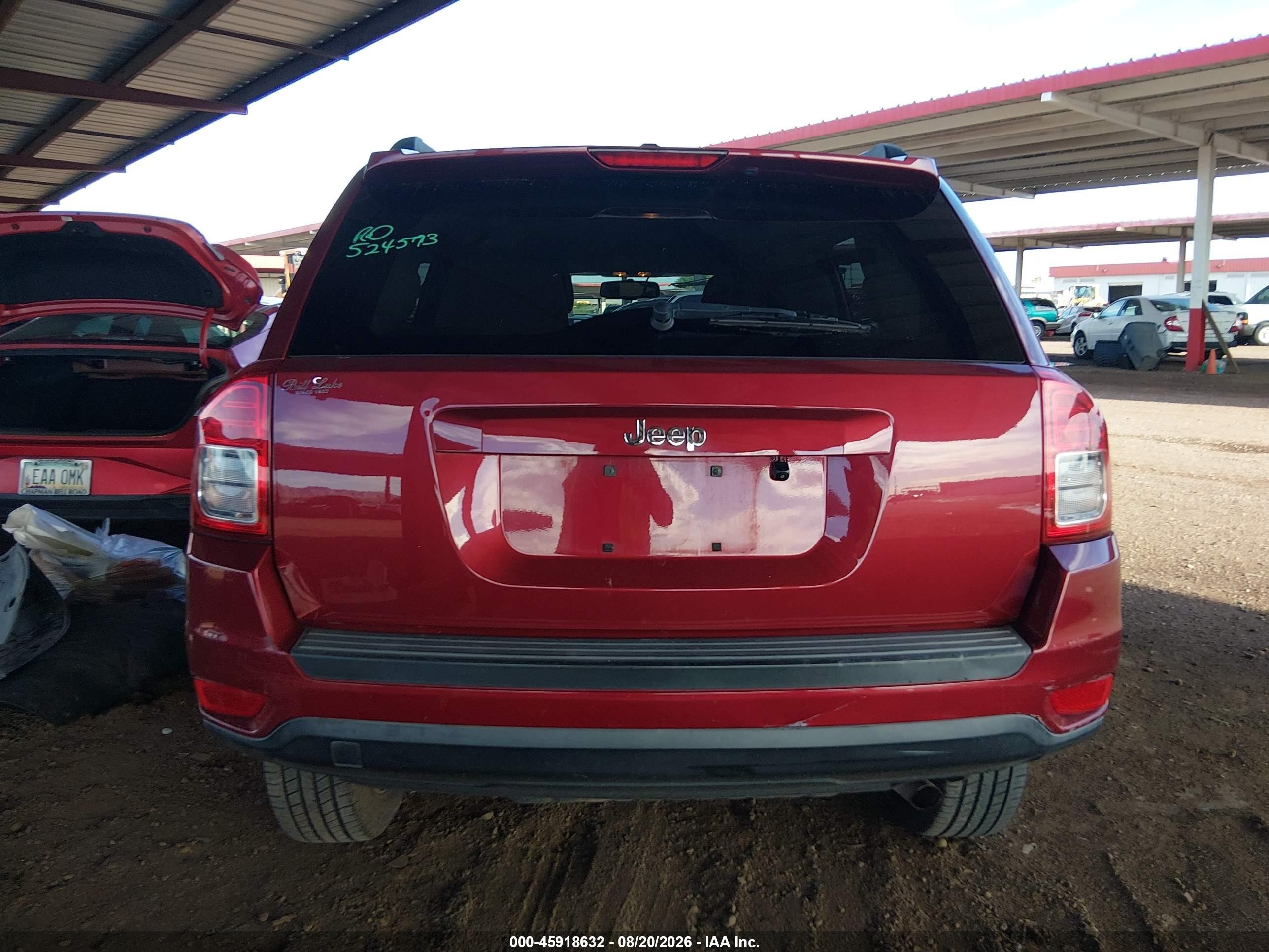 2012 Jeep Compass Sport Red vin: 1C4NJCBB3CD602326