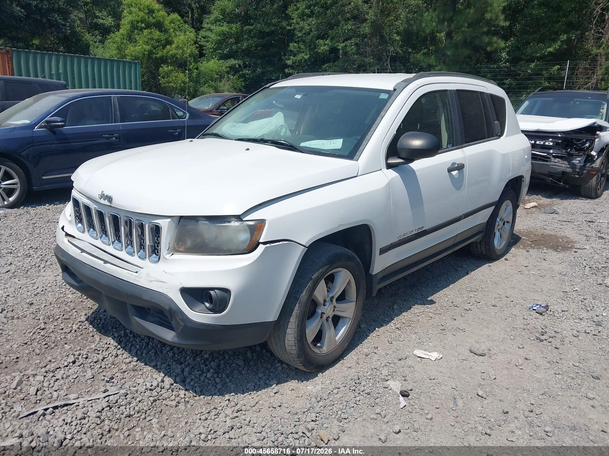 2014 Jeep Compass Sport White vin: 1C4NJCBB3ED722114