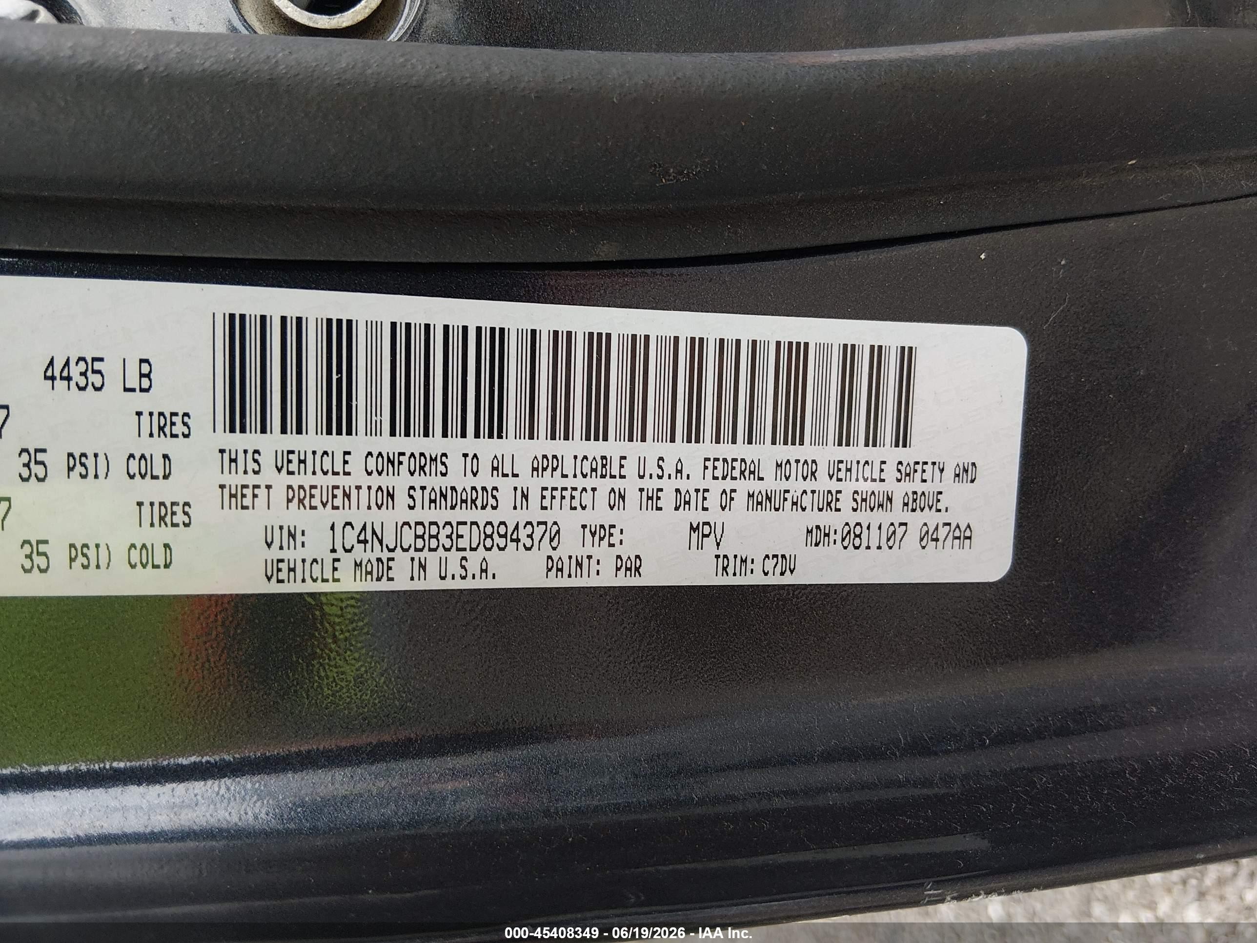 2014 Jeep Compass Sport Синий vin: 1C4NJCBB3ED894370