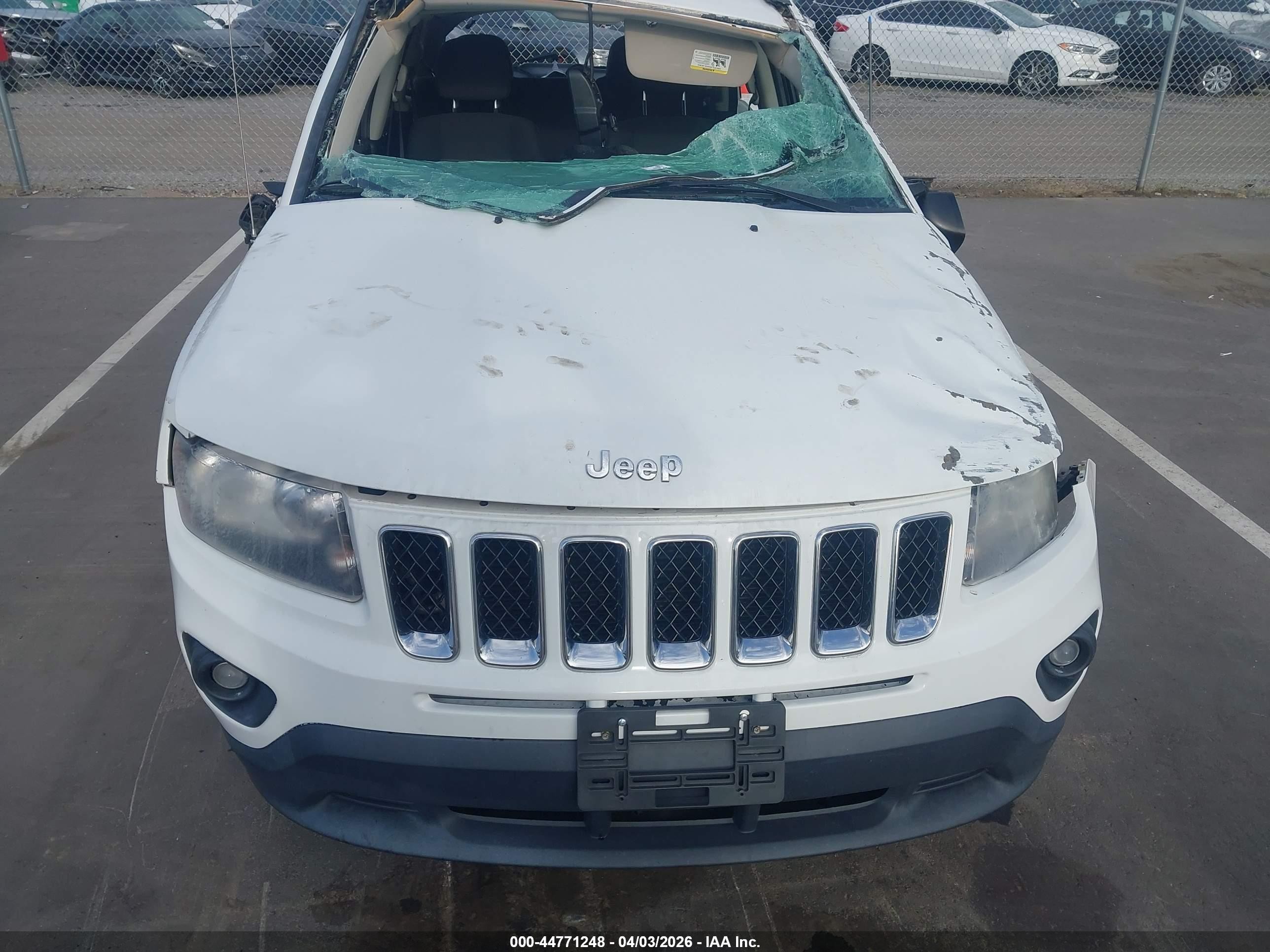 2015 Jeep Compass Sport White vin: 1C4NJCBB3FD115860