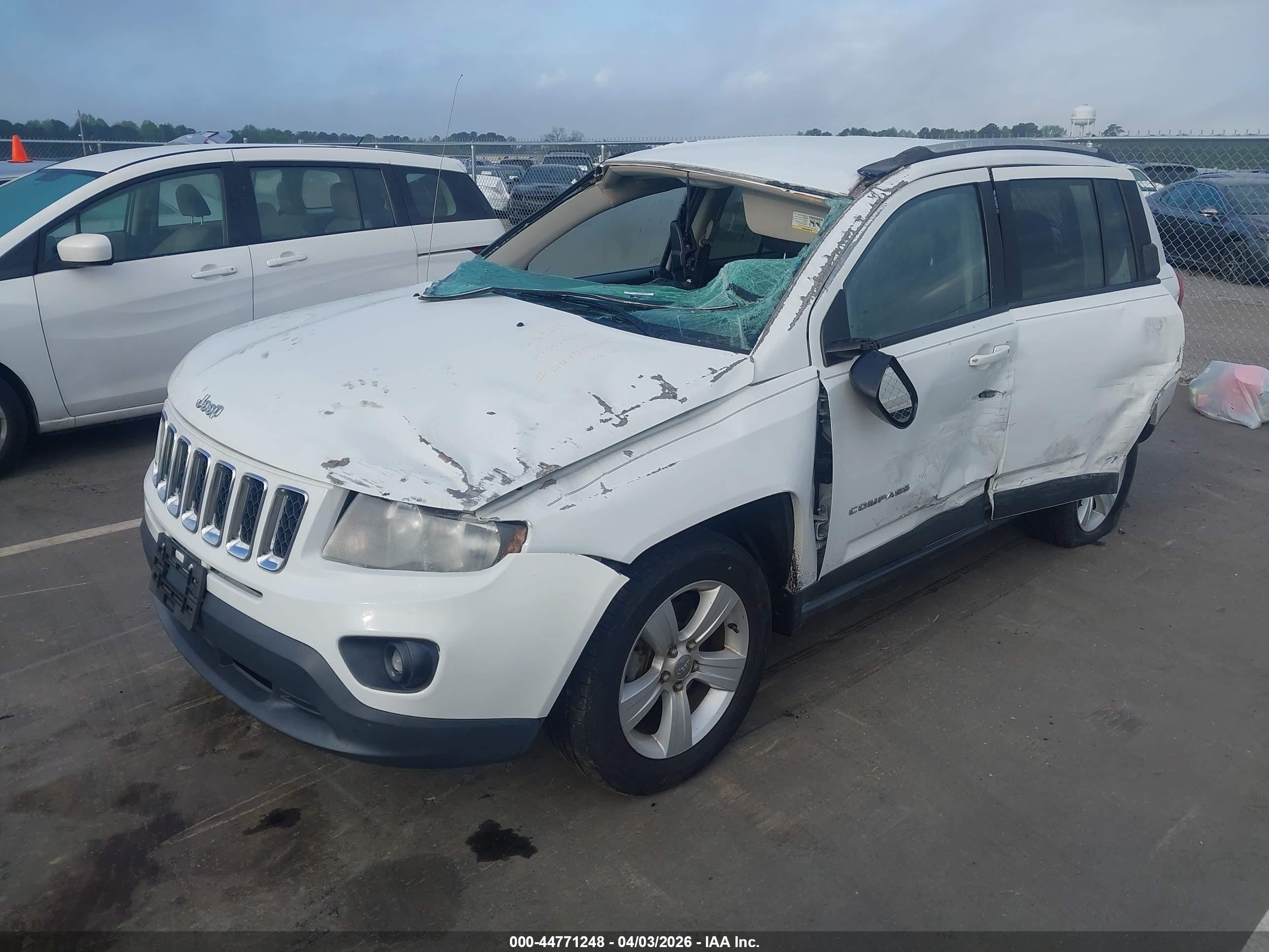 2015 Jeep Compass Sport White vin: 1C4NJCBB3FD115860