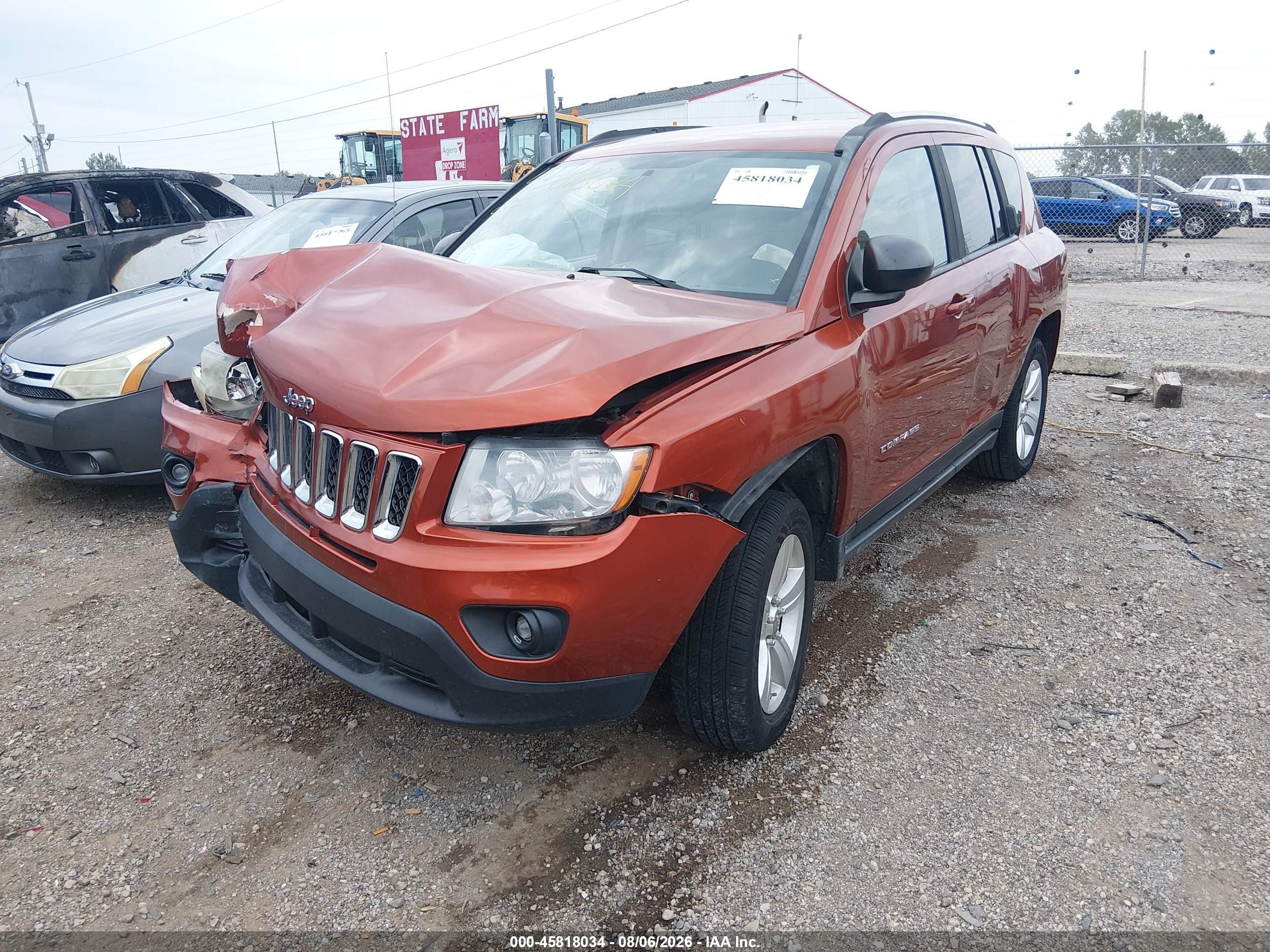 2012 Jeep Compass Sport Orange vin: 1C4NJCBB6CD602949