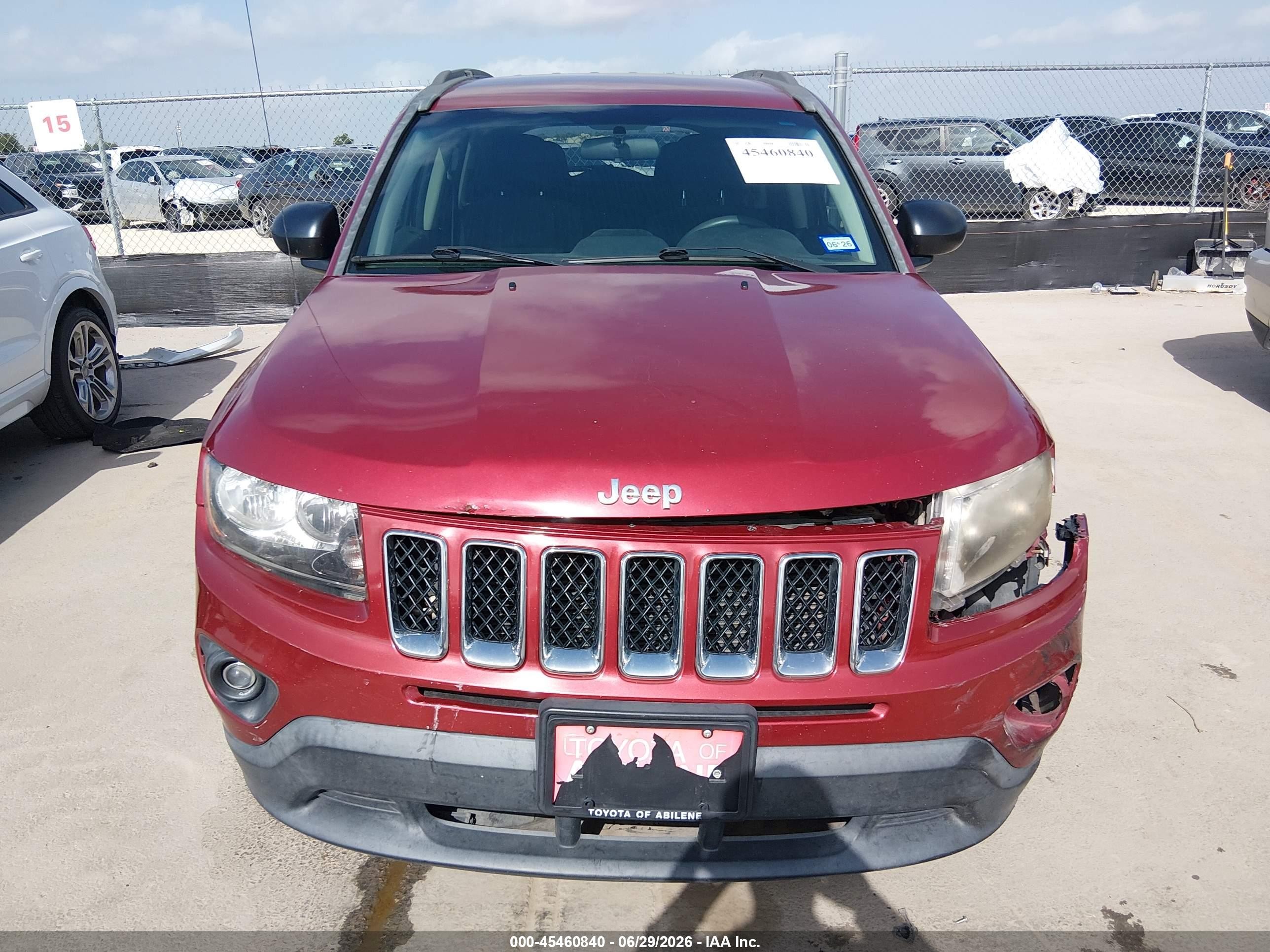 2015 Jeep Compass Sport Бордовый vin: 1C4NJCBB7FD194448